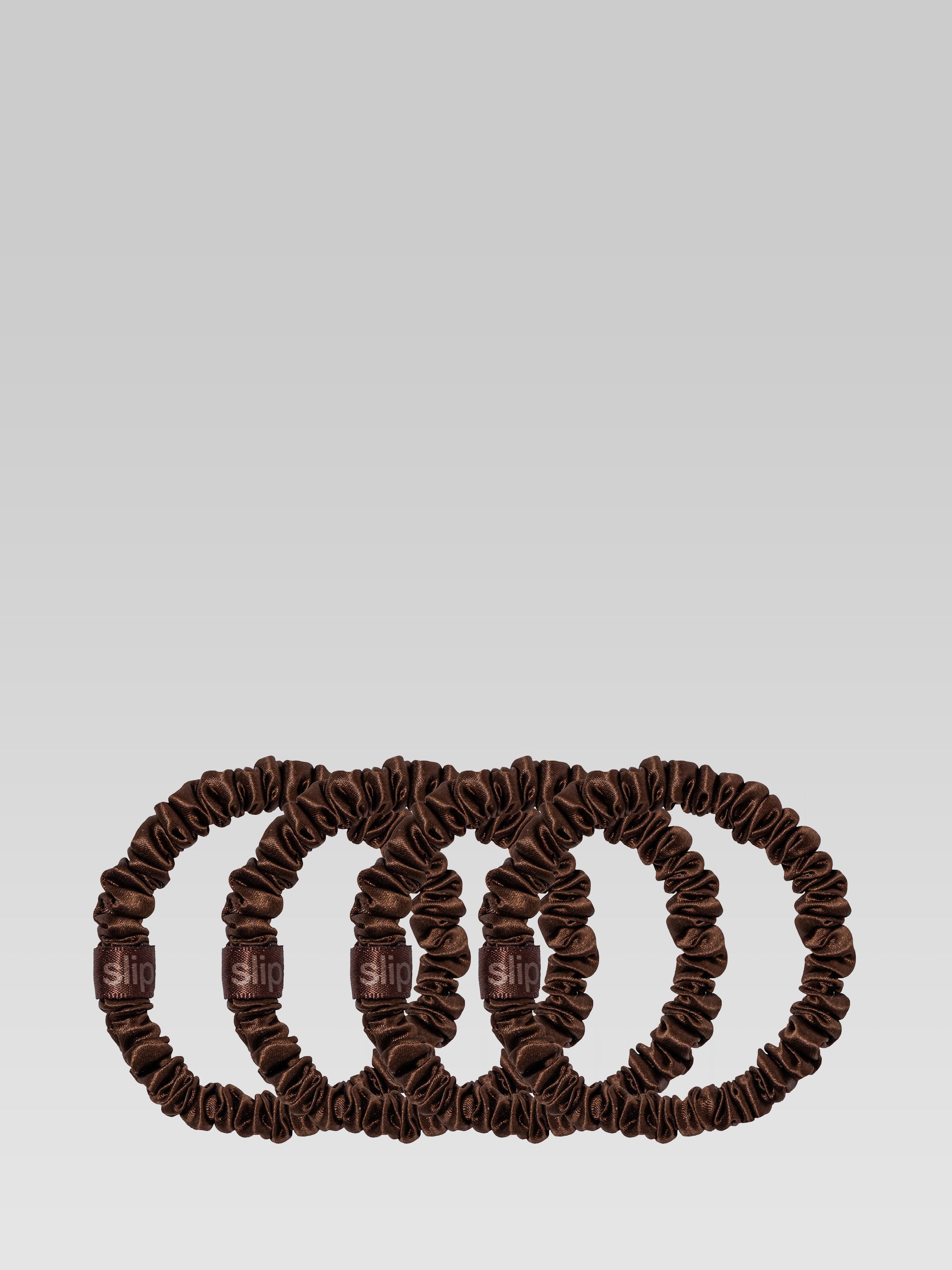 Product shot of Slip back to Basics skinny Scrunchies dark brown Image greenlane