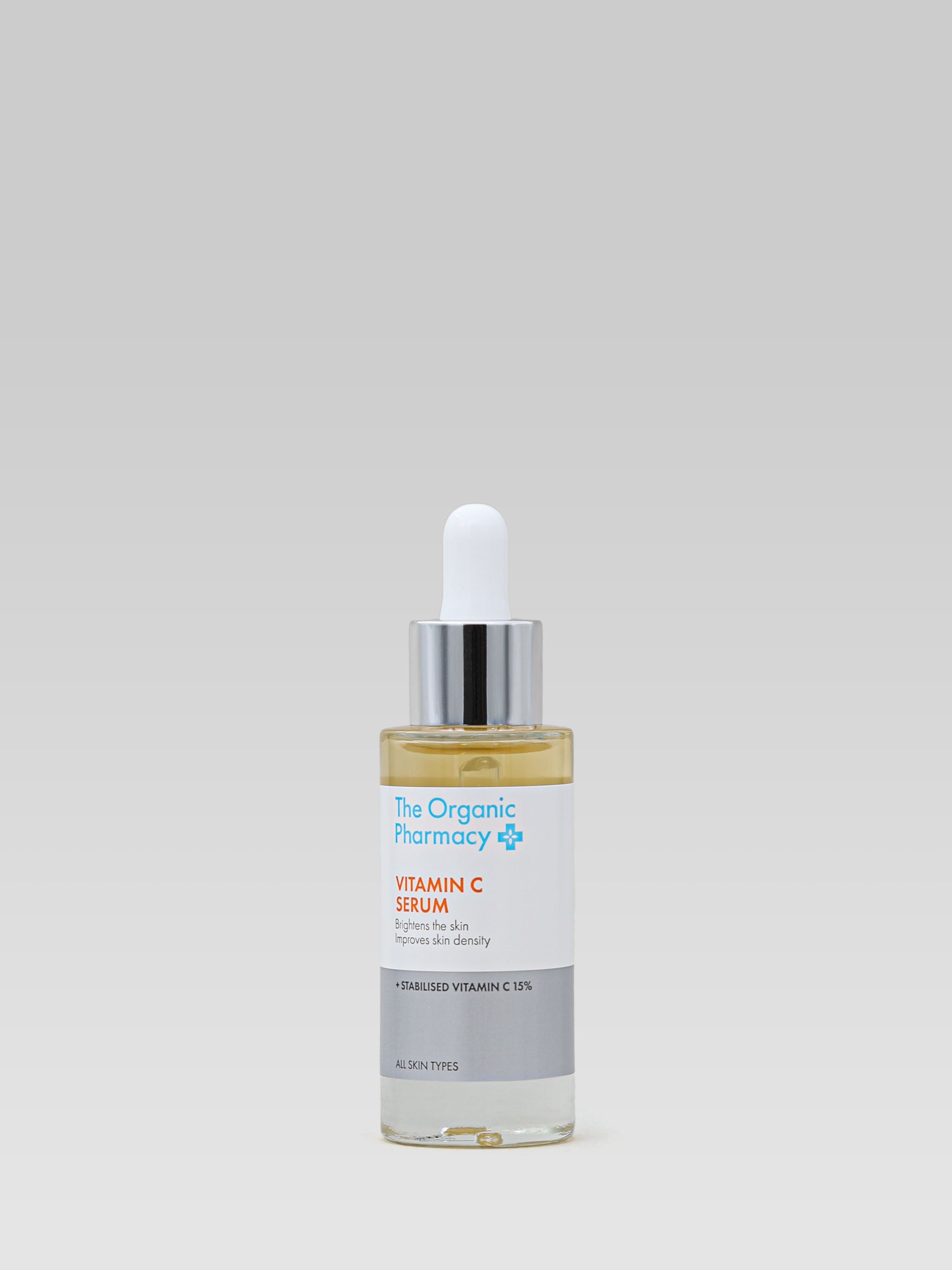 THE ORGANIC PHARMACY Vitamin C Serum Brightens the skin Improves skin density stabilized vitamin c 15% all skin types product shot