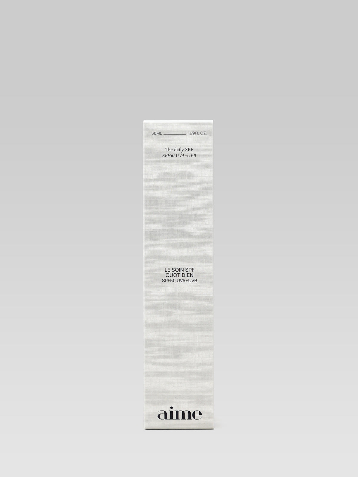 AIME The Daily SPF SPF50 UVA+UVB sunscreen packaging