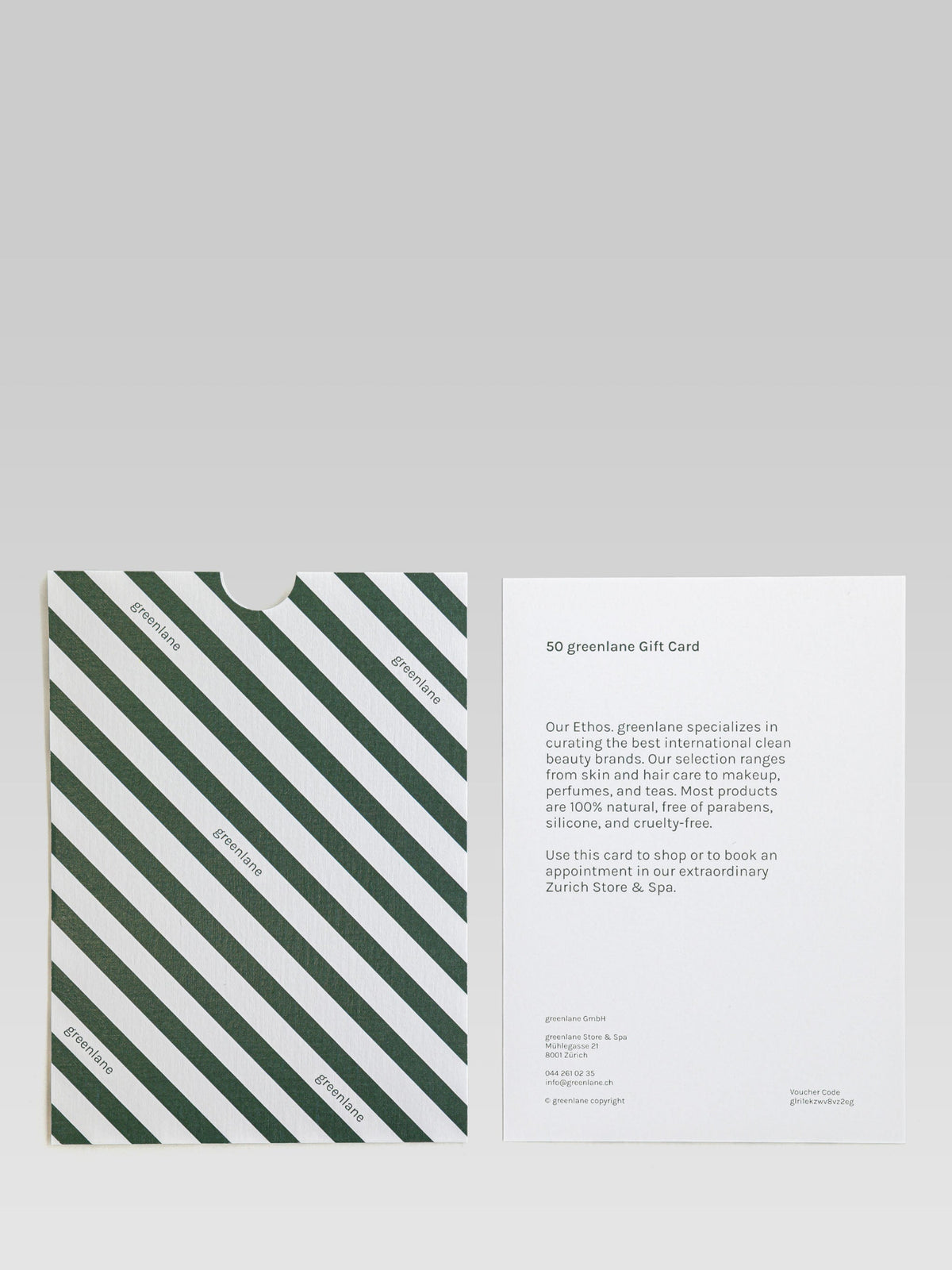 GREENLANE Beauty Gift Card for clean beauty products and spa treatments in Zurich