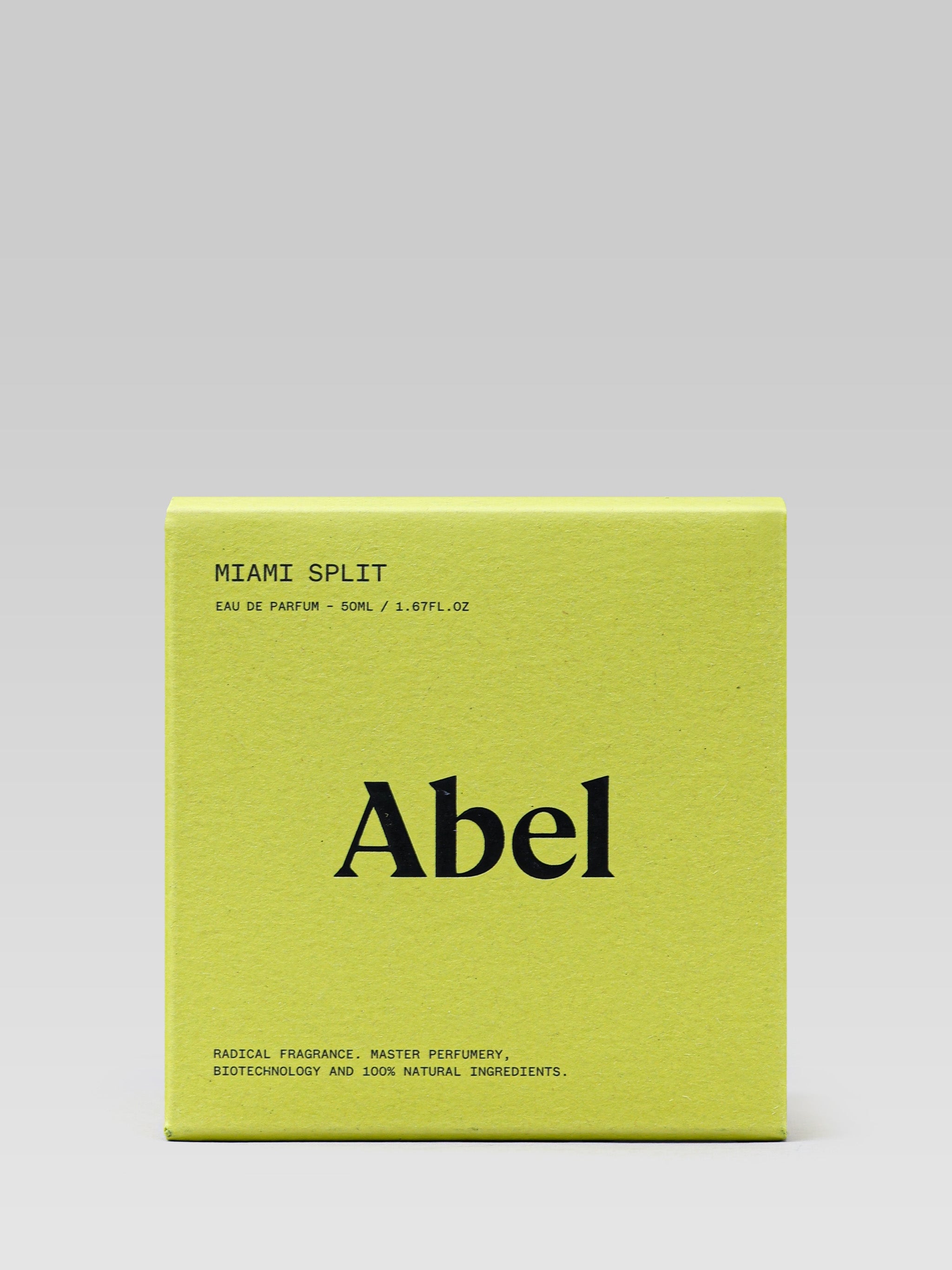 ABEL Miami Split 50 ml 100% Natural Eau de Parfum packaging on grey background