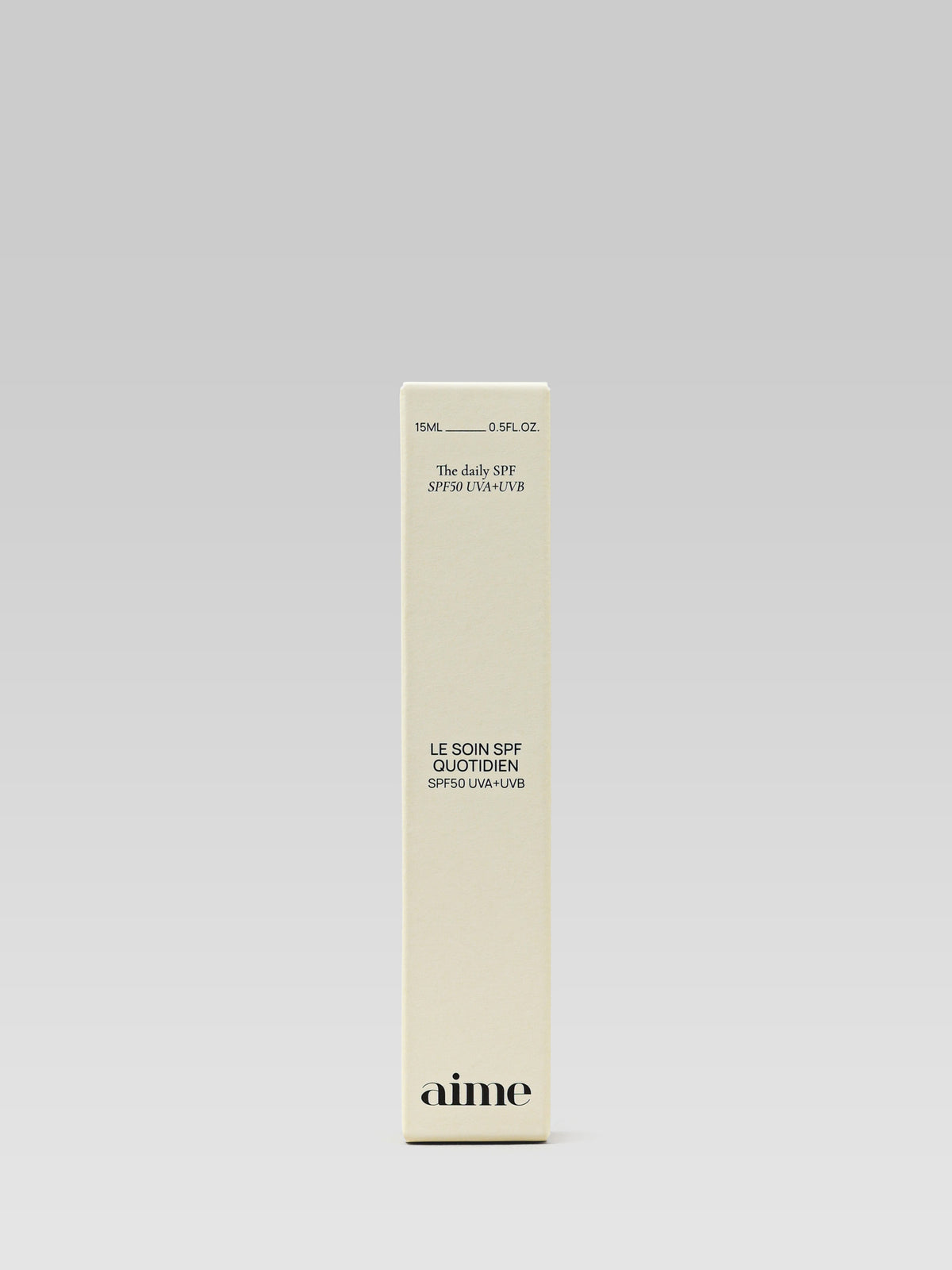AIME The Daily SPF - SPF50 UVA+UVB packaging