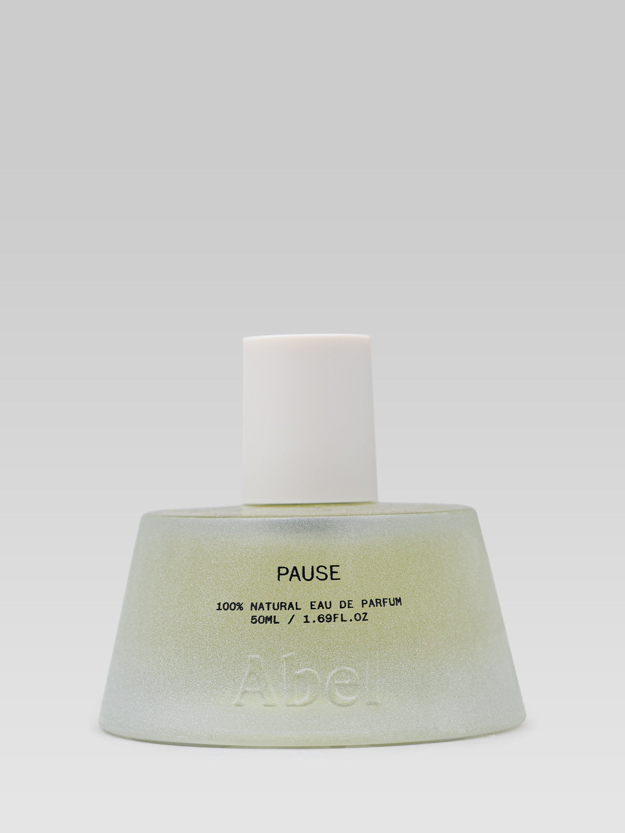 ABEL Pause 50 ml 100% Natural Eau de Parfum bottle on grey background