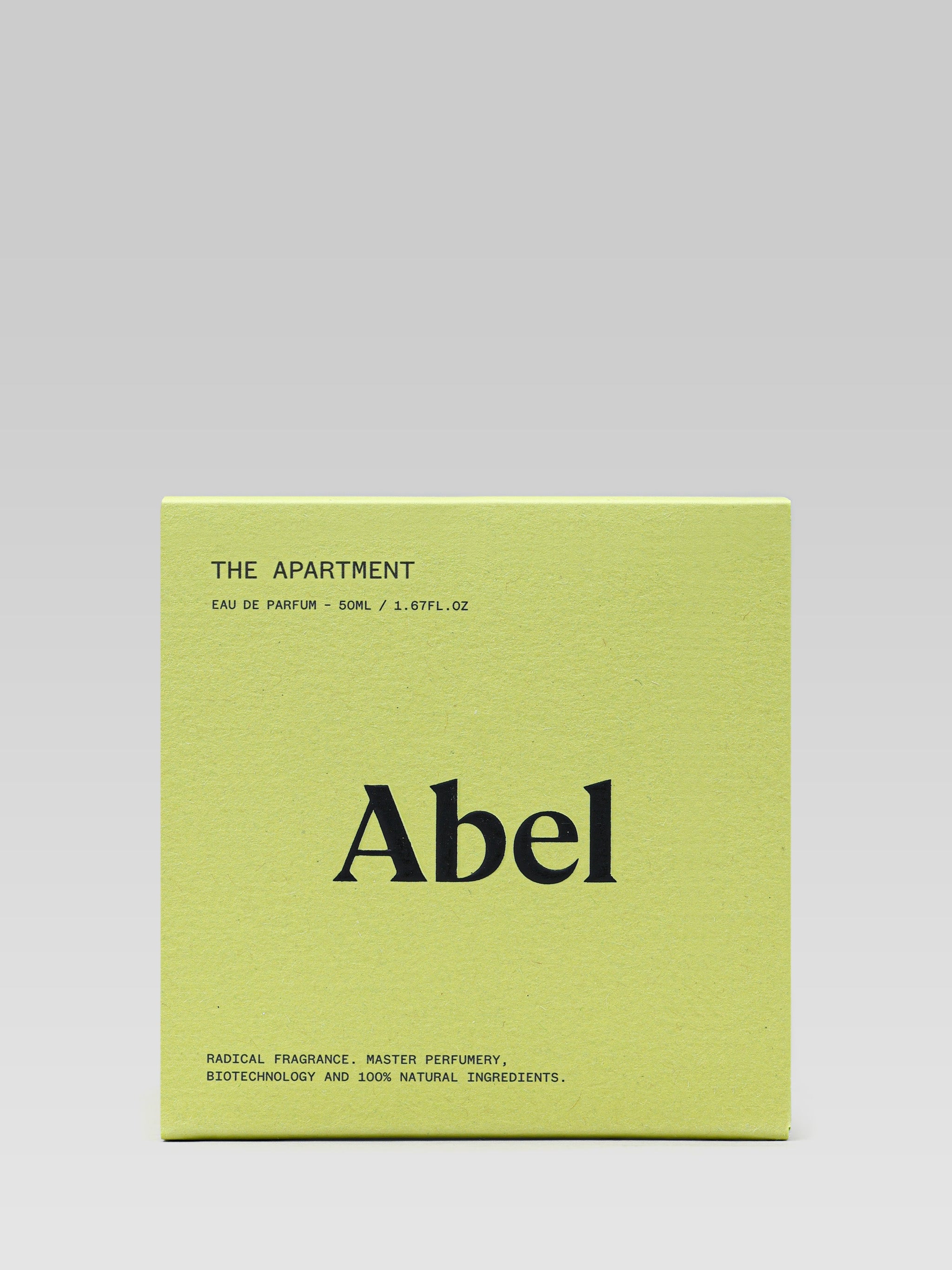 ABEL The Apartment 50 ml 100% Natural Eau de Parfum bottle on grey background