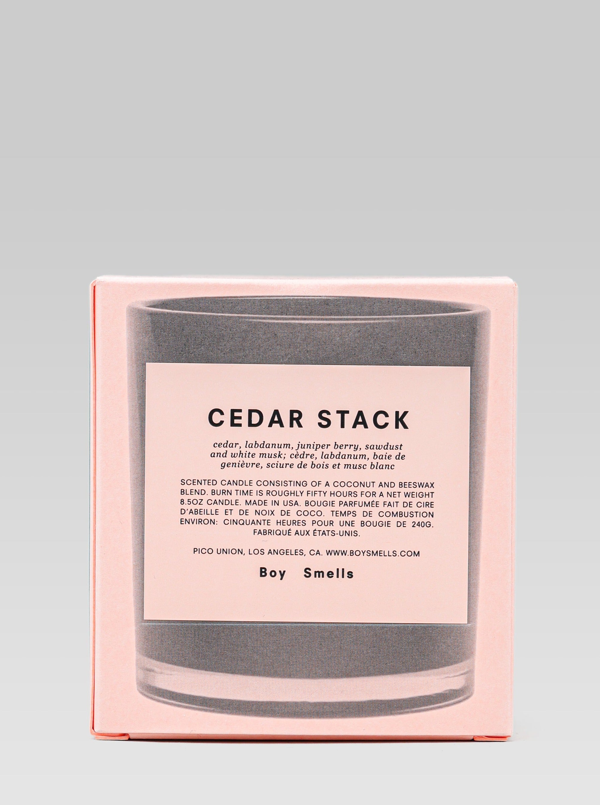 Boy Smells Cedar Stack candle packaging