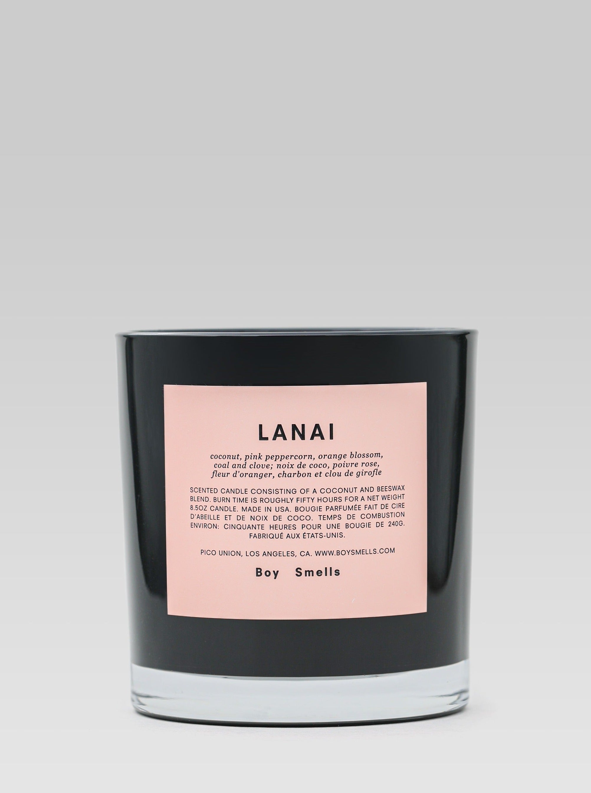 Boy Smells Lanai candle coconut, pink peppercorn, orange blossom, coal and clove product shot