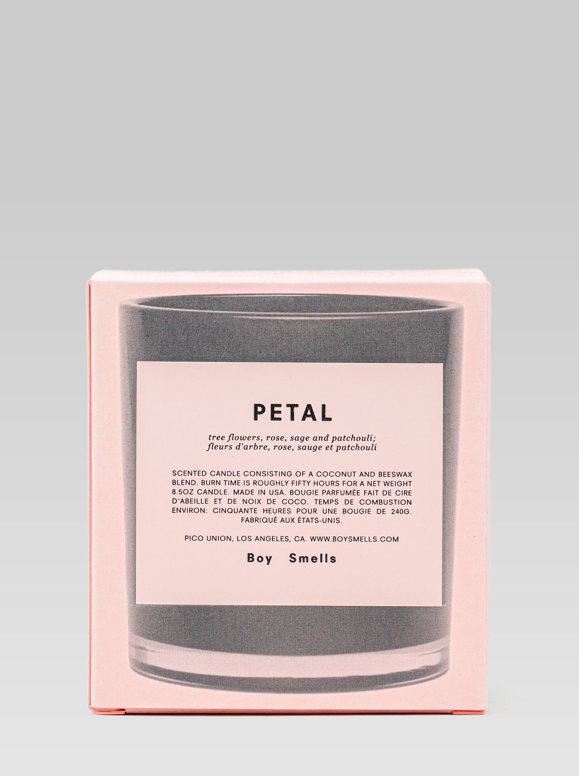 Boy Smells Petal candle packaging