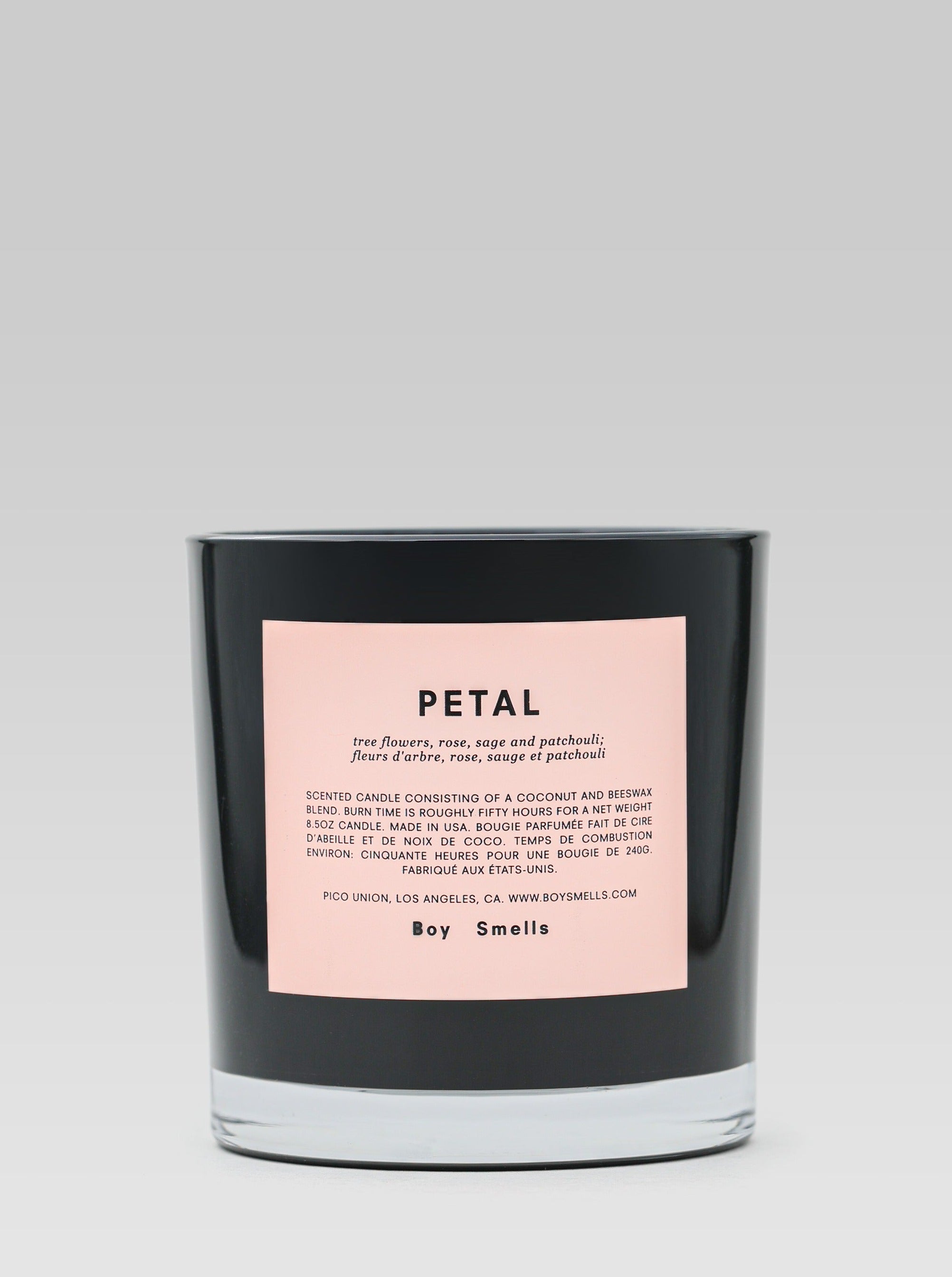 Boy Smells tree flowers, rose, sage, patchouli candle Petal product shot