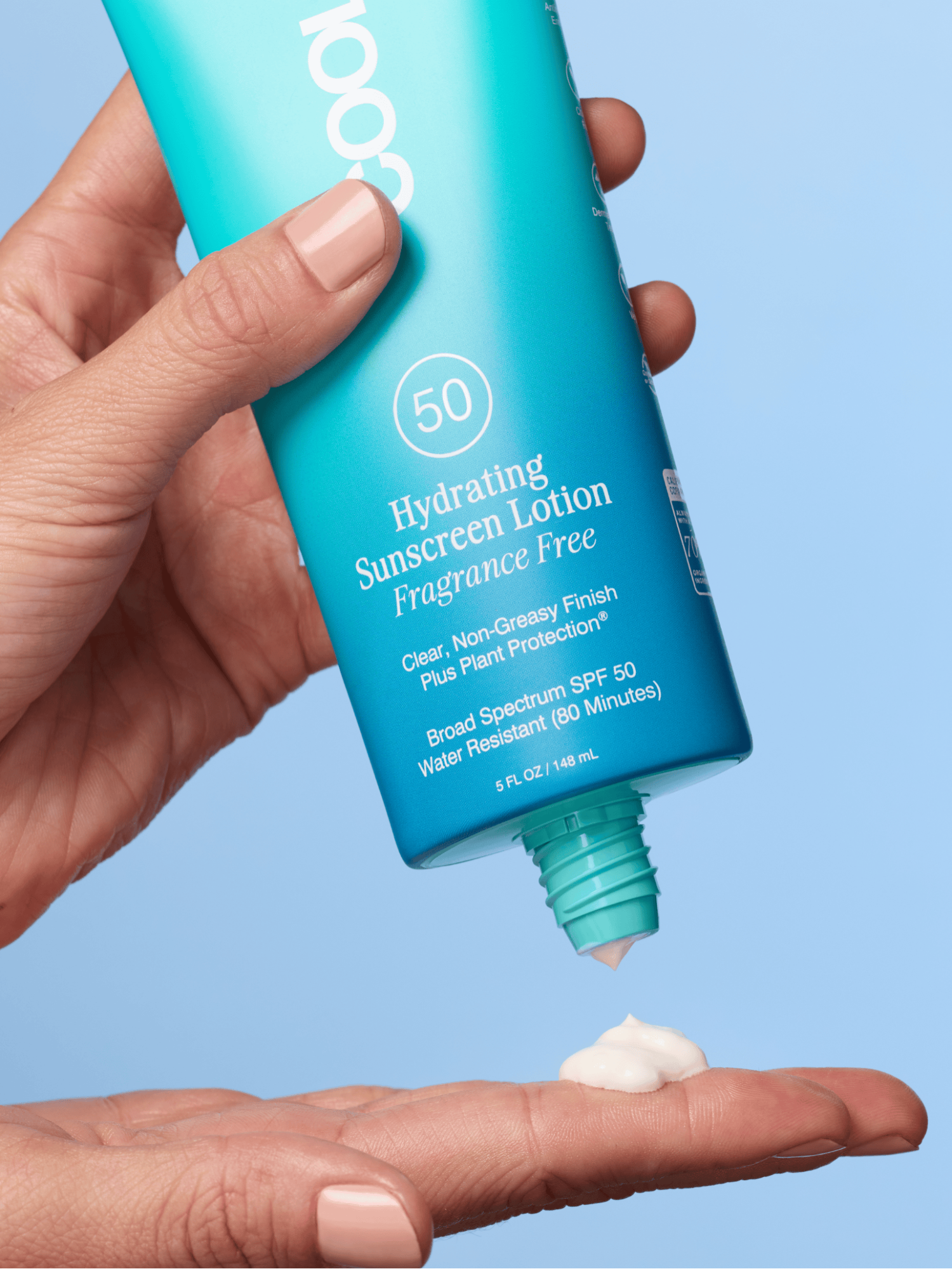 COOLA Hydrating Sunscreen Lotion SPF 50 Fragrance Free sunscreen application