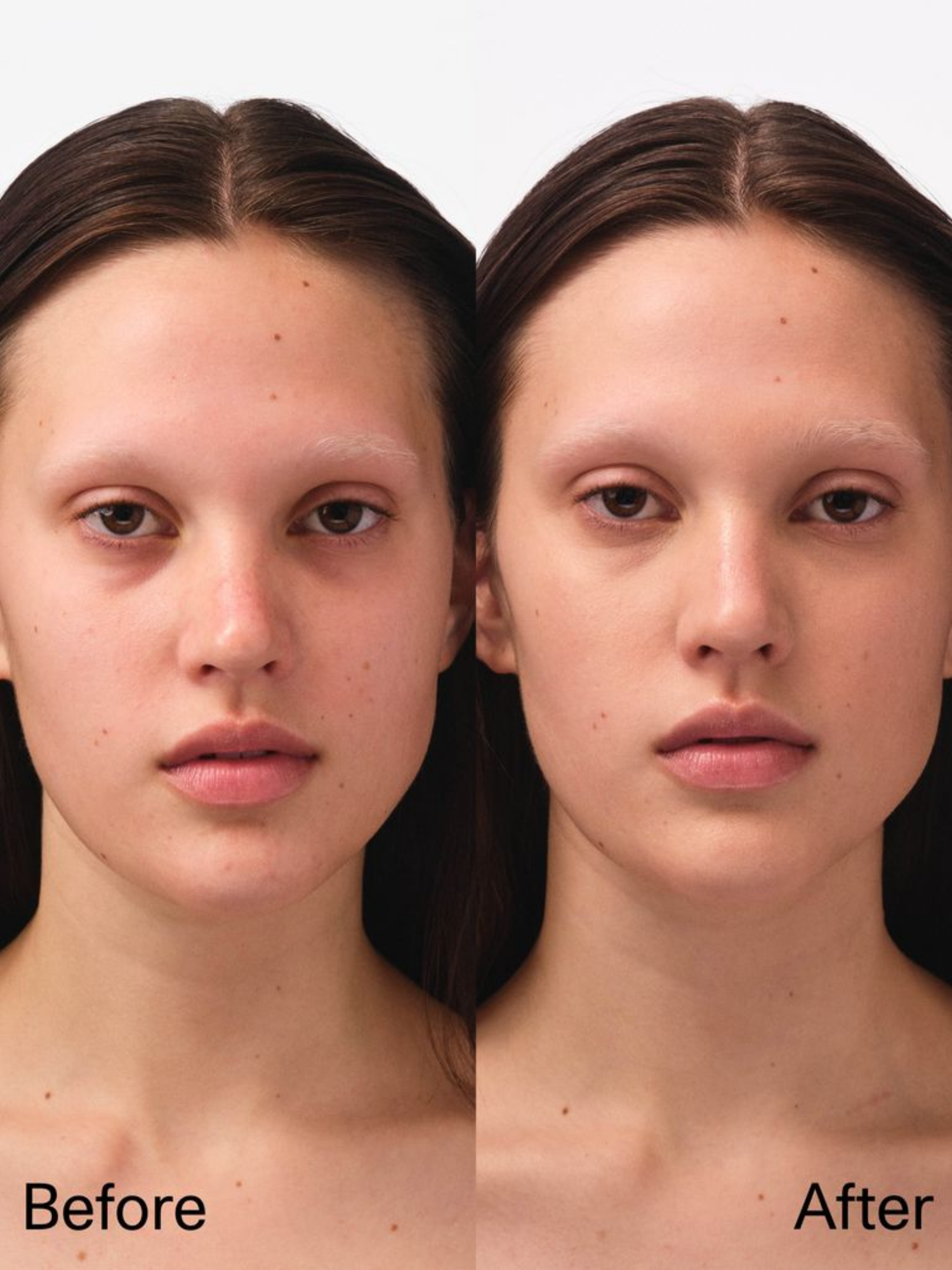 FARA HOMIDI Essential Face Compact in Sable before and after makeup application