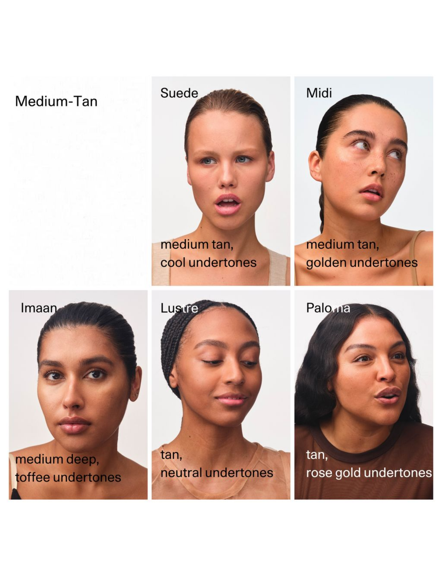 FARA HOMIDI Essential Face Compact shade guide for deep skin tones including Suede