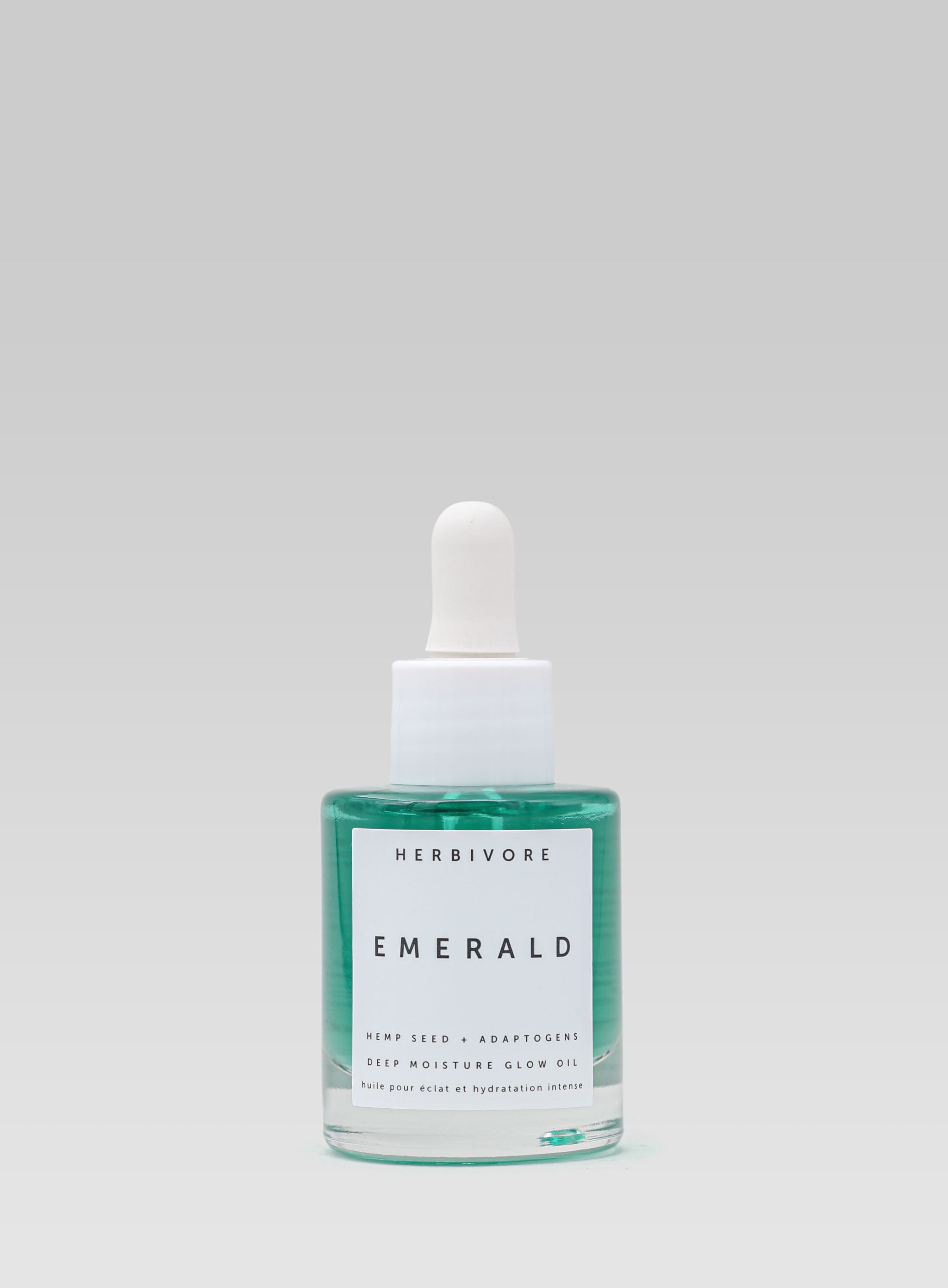 HERBIVORE BOTANICALS Emerald Deep Moisture Glow Oil hemp seed and adaptogens product shot 