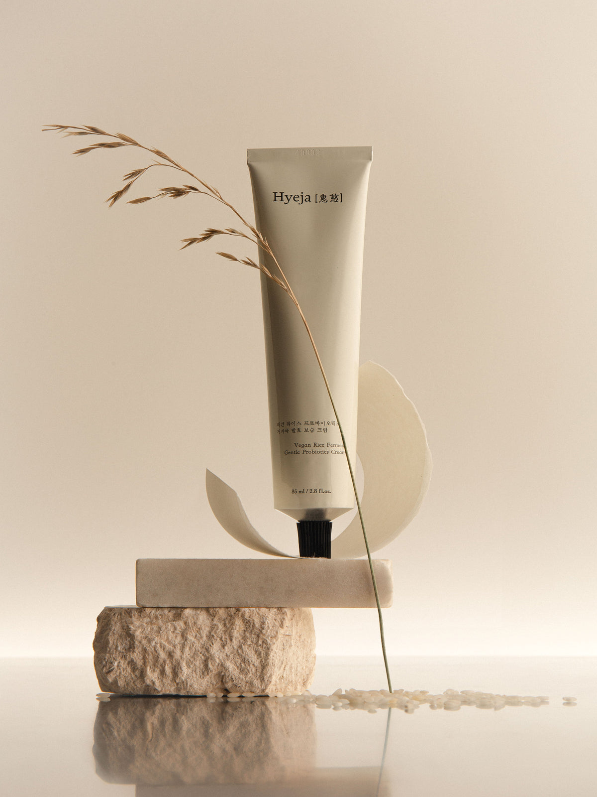 HYEJA Yuja Rice Ferment Cream skincare tube with rice and botanical elements