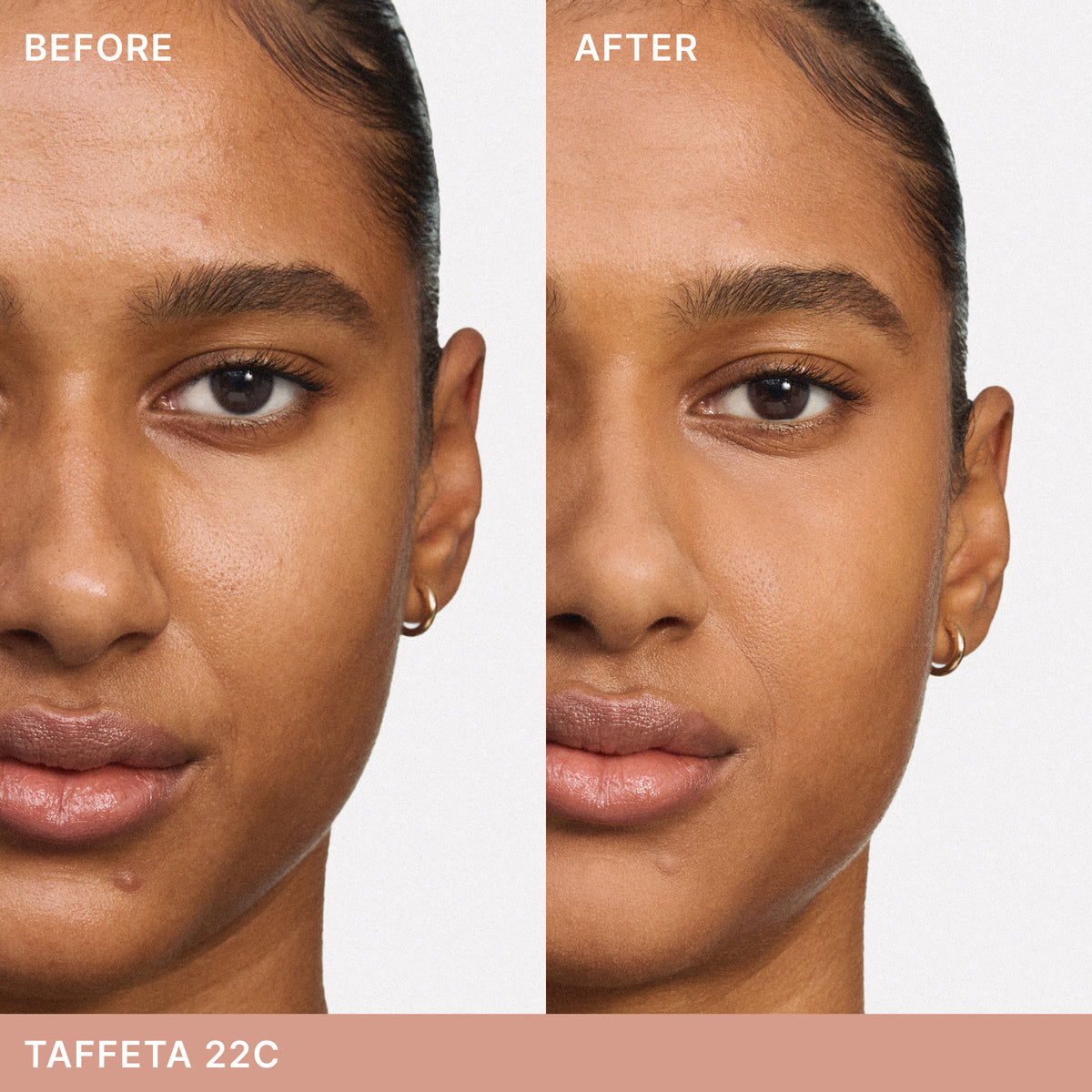 ILIA Beauty Skin Blur Concealer in Taffeta 22C, showing a before-and-after comparison of the skin with a smoother, more even-looking complexion.