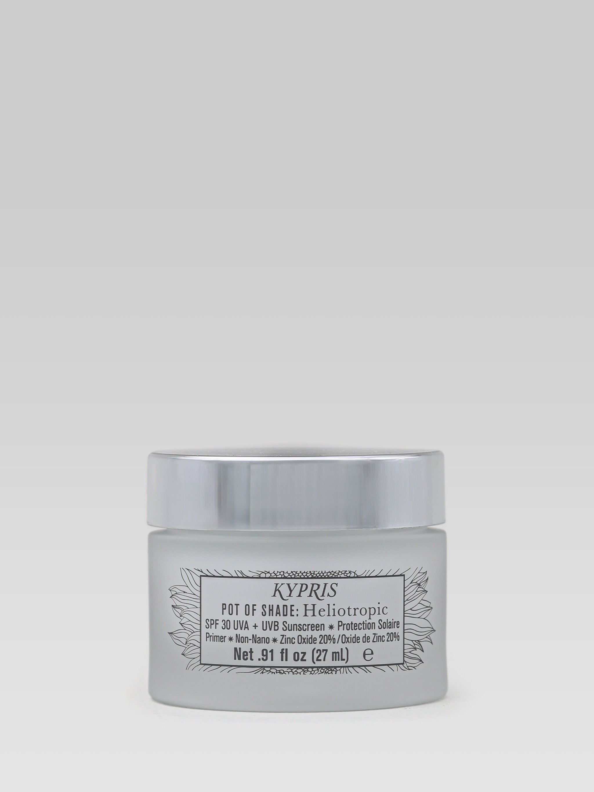 Kypris Pot of Shade Heliotropic SPF 30 Sunscreen and Primer UVA UVB Protection Solaire Primer Zinc Oxide 20% product shot