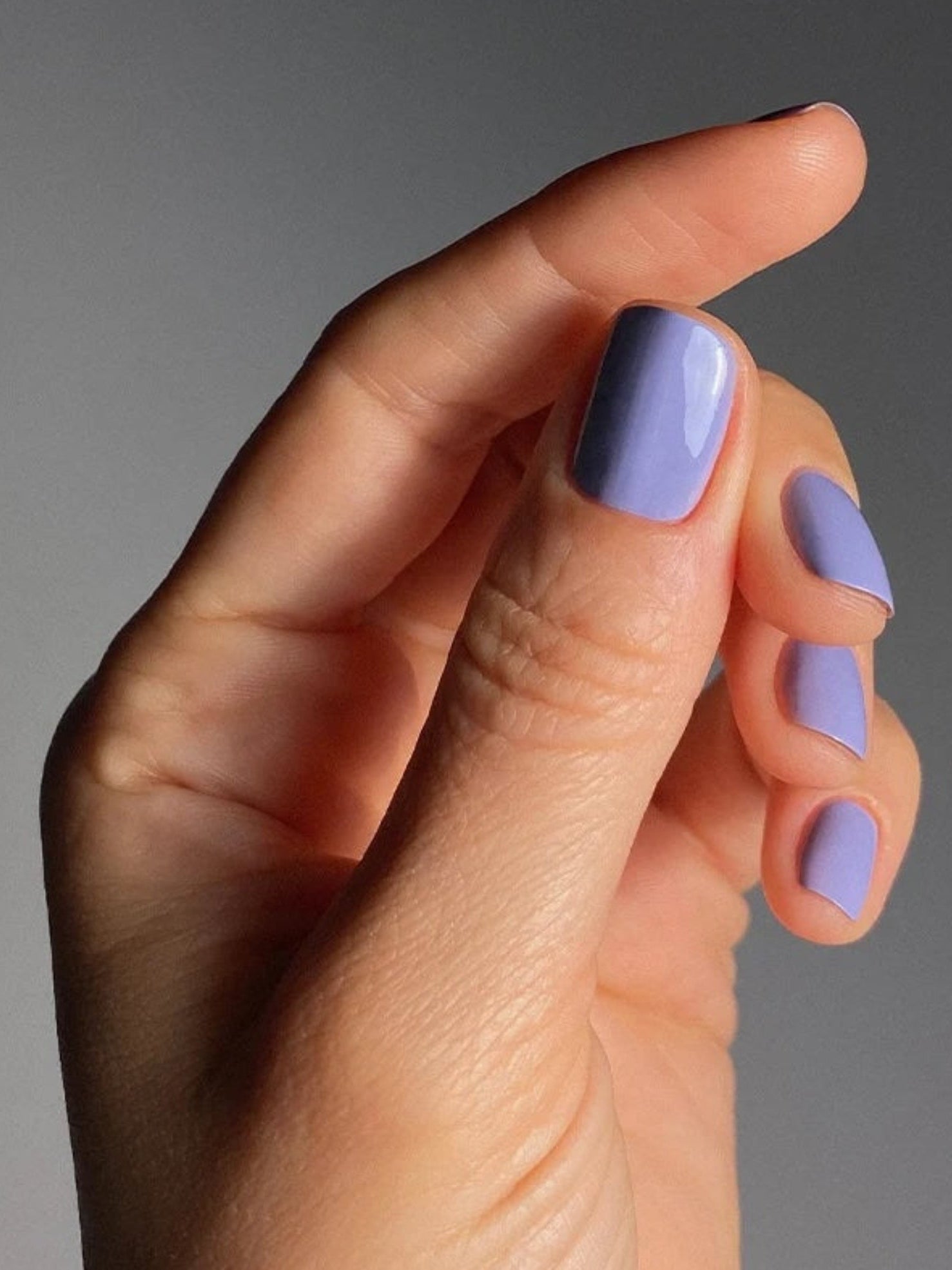 KAROLIN VAN LOON Lila Lunaire pastel lilac nail polish on nails