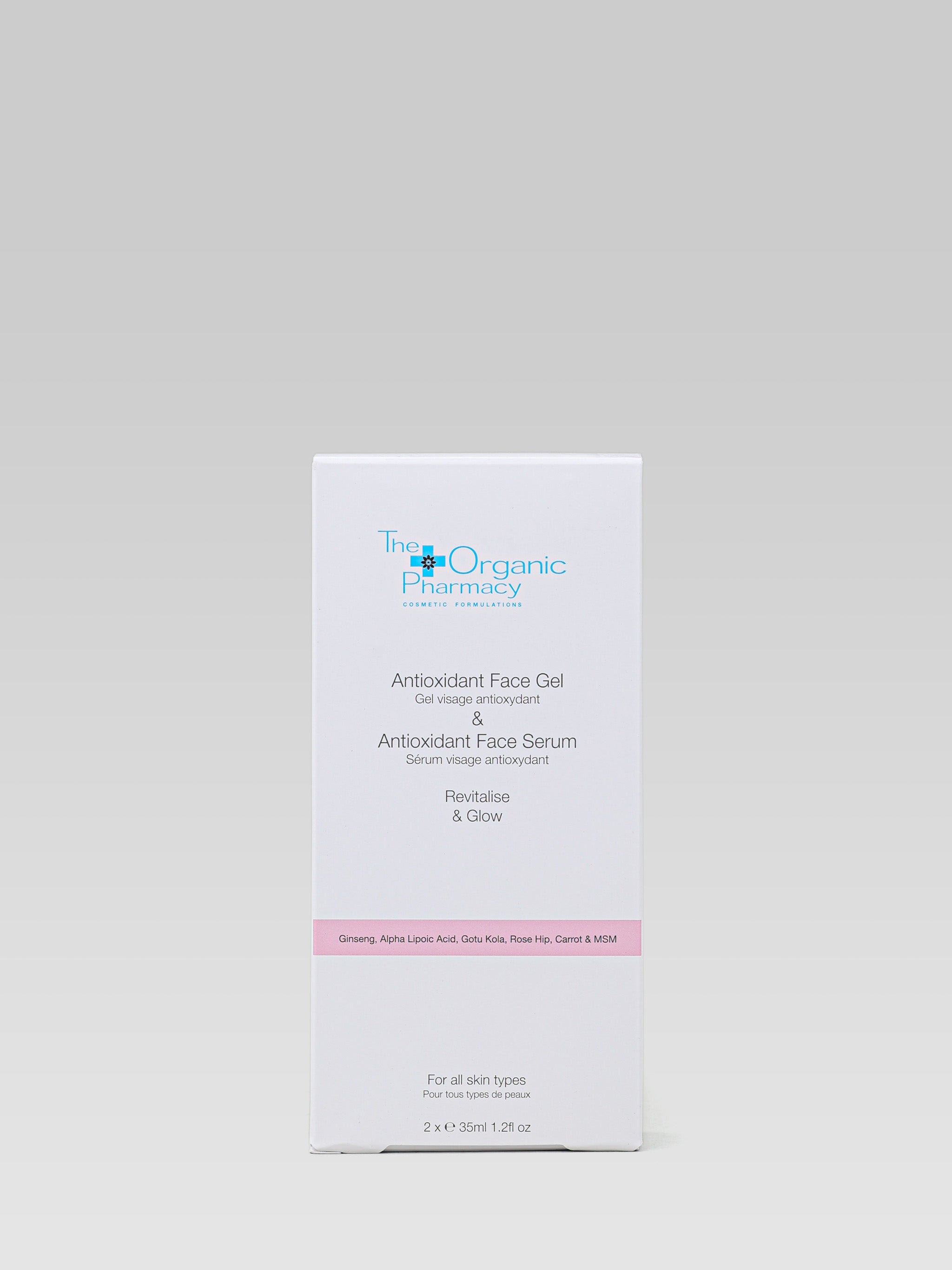 The Organic Pharmacy Antioxidant Duo Gel Serum product packaging