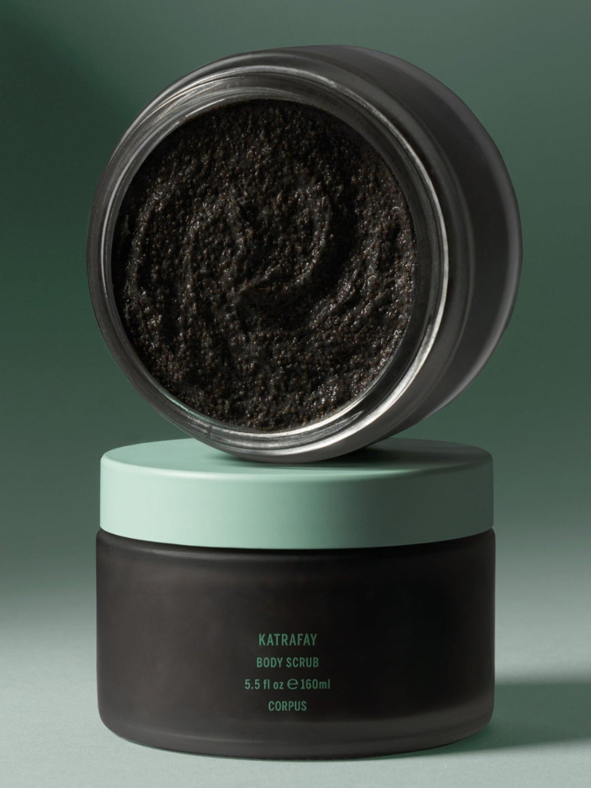 Corpus Katrafay Body Scrub open jar showing exfoliating texture
