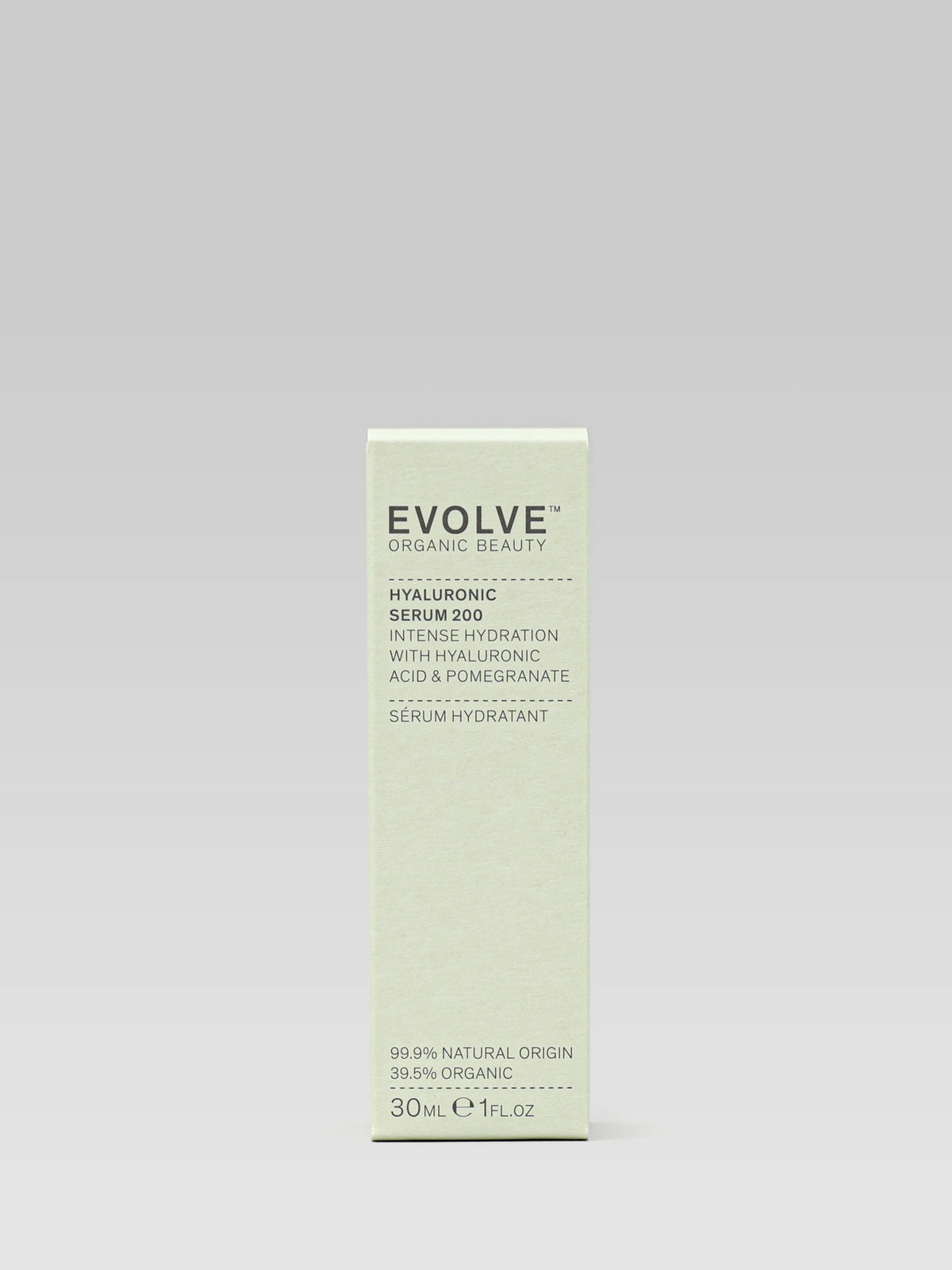 Evolve Organic Beauty Hyaluronic Serum 200 with hyaluronic acid and pomegranate in 30ml packaging