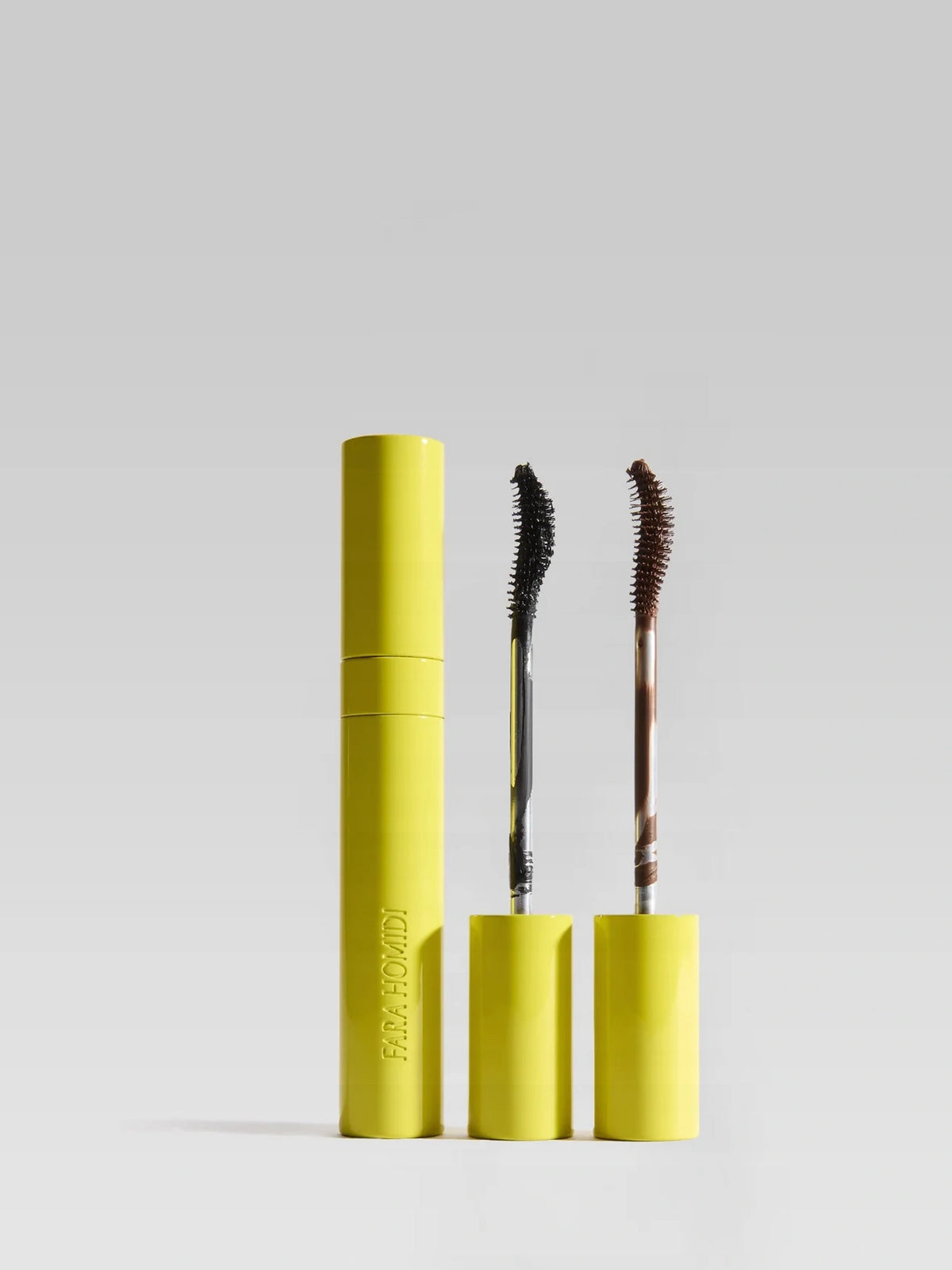 Fara Homidi FM Mascara with black and brown mascara brushes