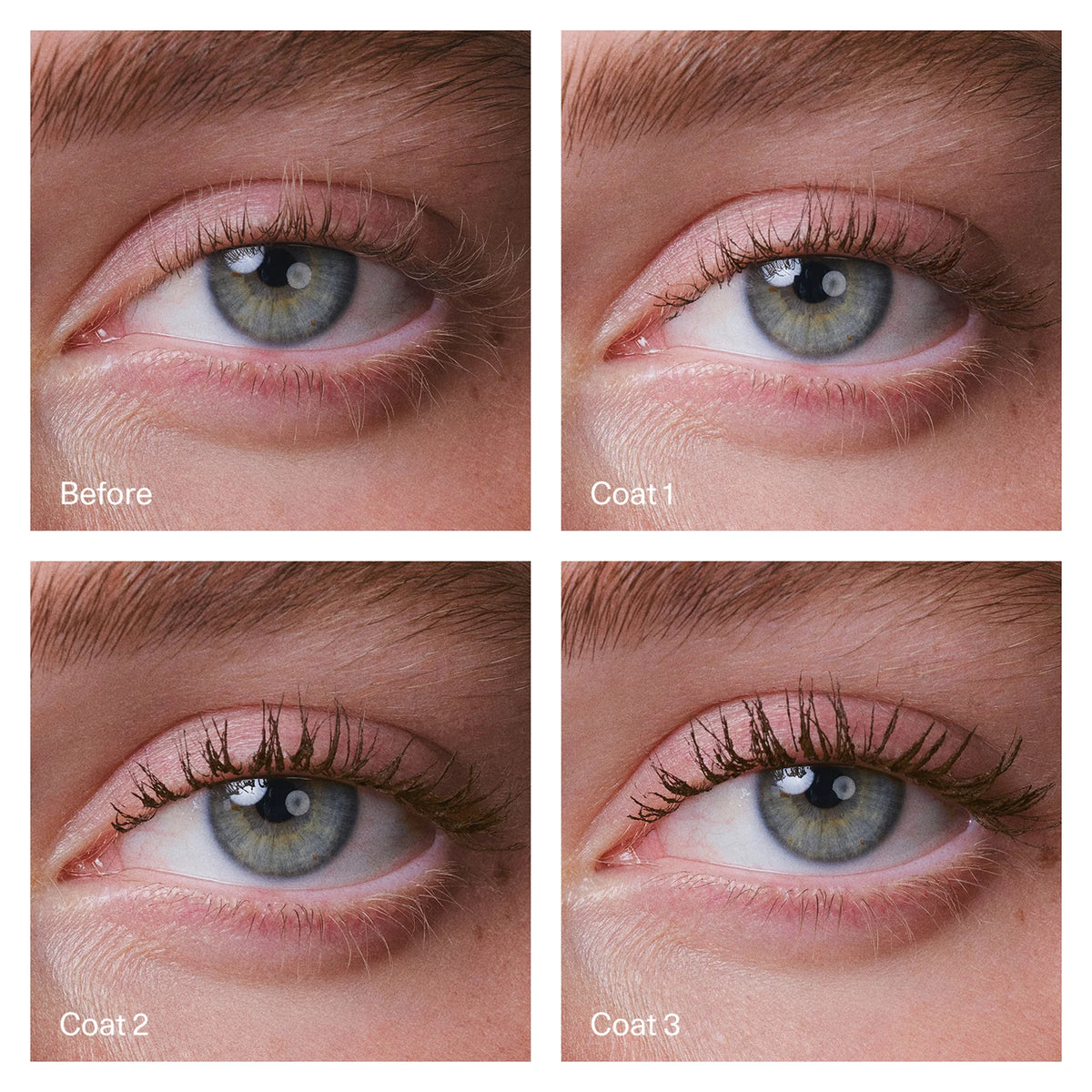 Fara Homidi Pool Slick Lash Lacquer in absolu before and after three coats black