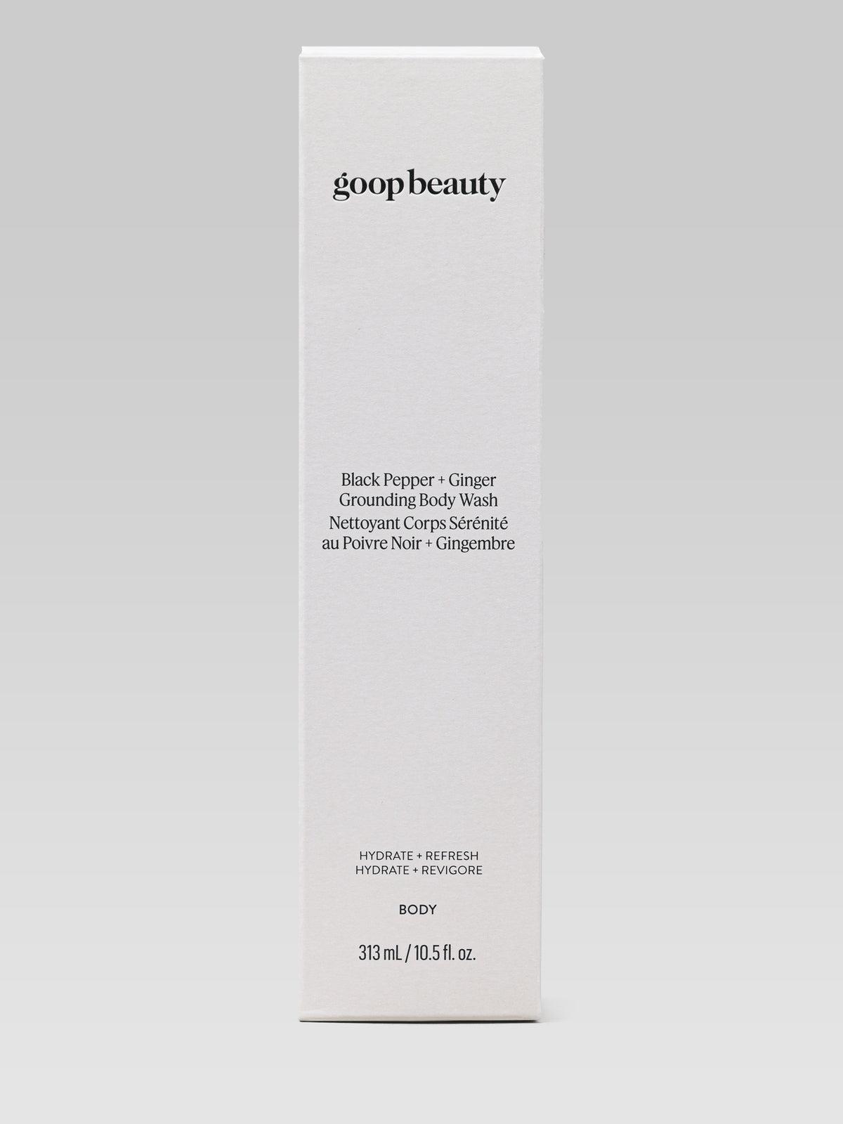 goop beauty Black Pepper + Ginger Grounding Body Wash packaging
