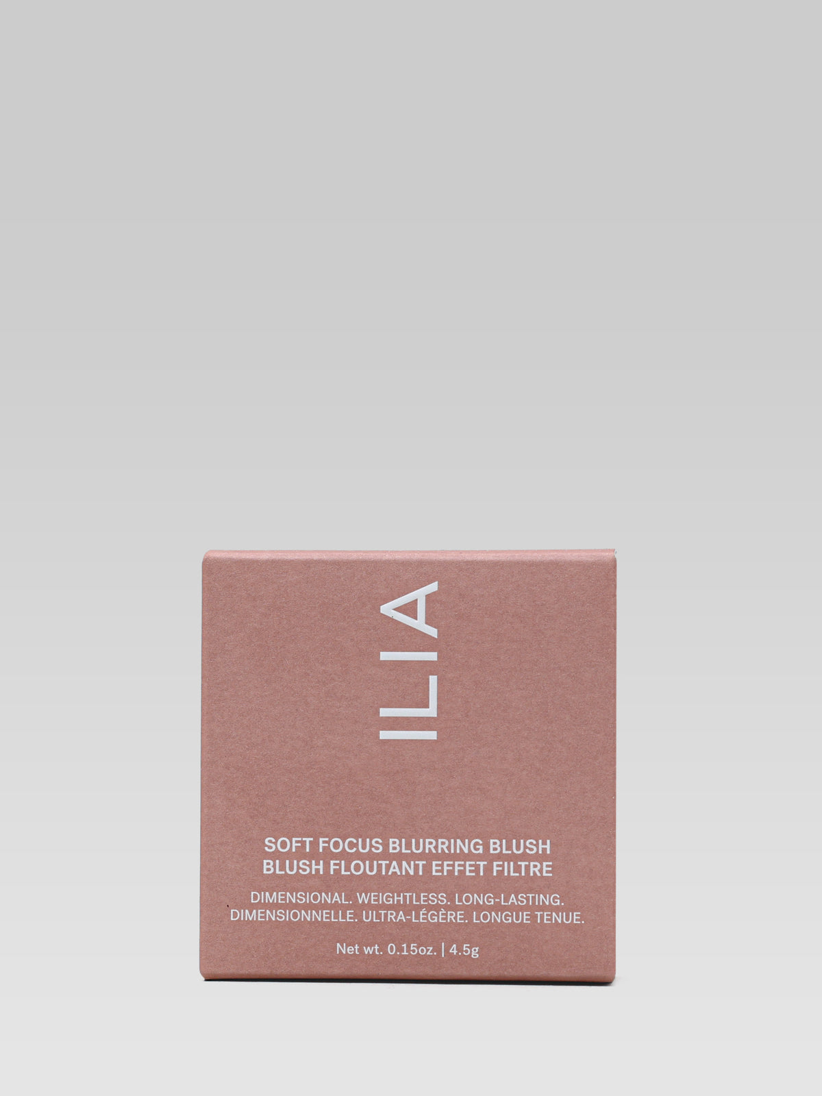 ILIA Beauty Soft Focus Blurring Blush packaging in a dusty pink box
