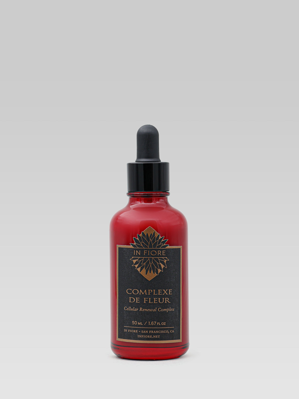 IN FIORE Complexe de Fleur Cellular Renewal Complex antioxidant vitamin C serum in a red glass dropper bottle