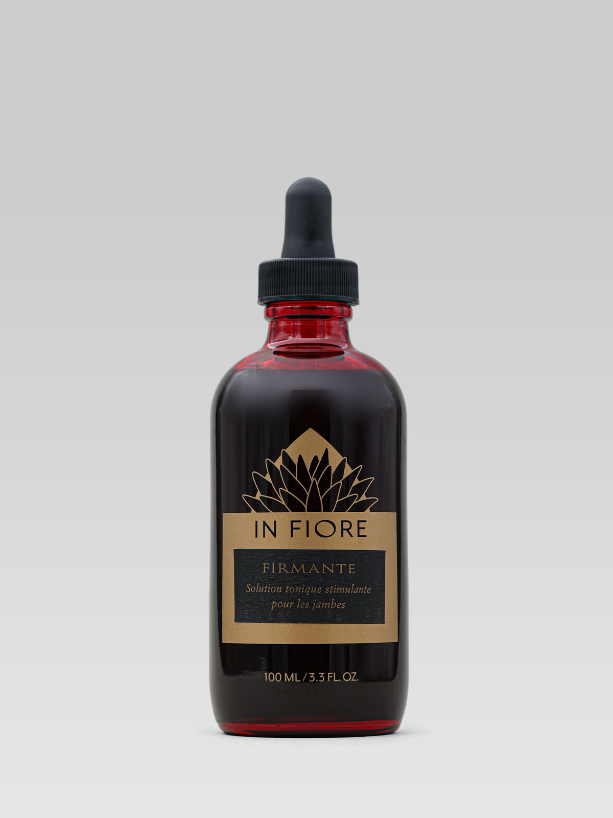 IN FIORE Firmante Toning Leg Oil in a dark glass bottle with a dropper, 100 ml