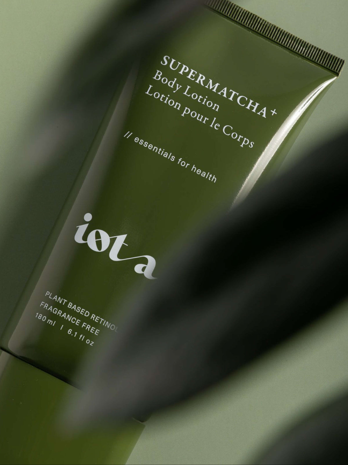 IOTA Supermatcha+ Body Lotion close-up with plant-based retinol alternative