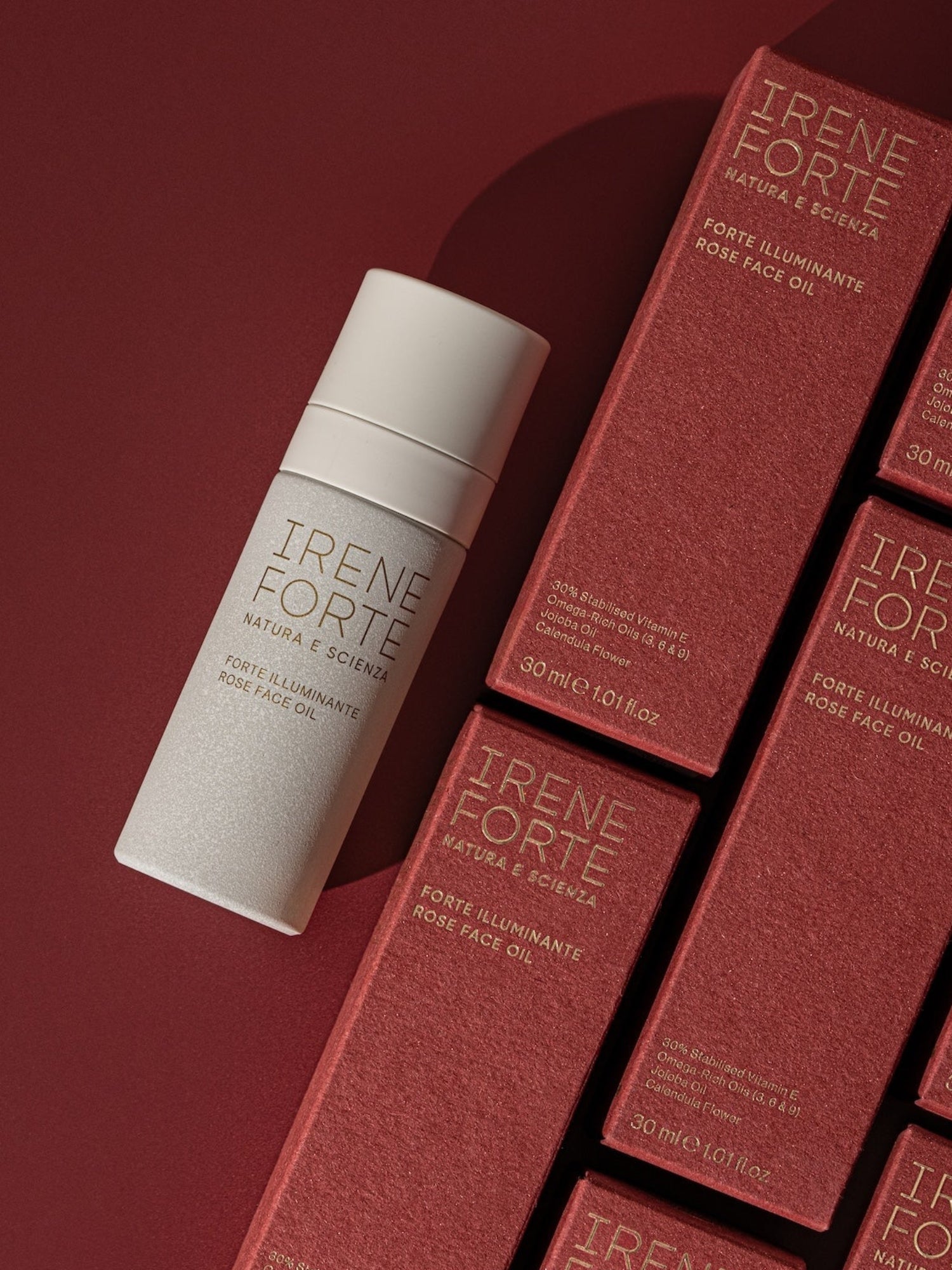 IRENE FORTE Rose Face Oil with matching packaging