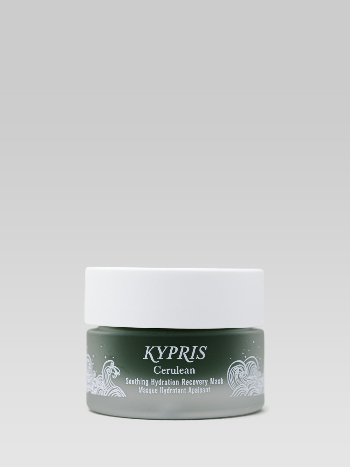 KYPRIS Cerulean Soothing Hydration Recovery Mask in a green jar with white lid