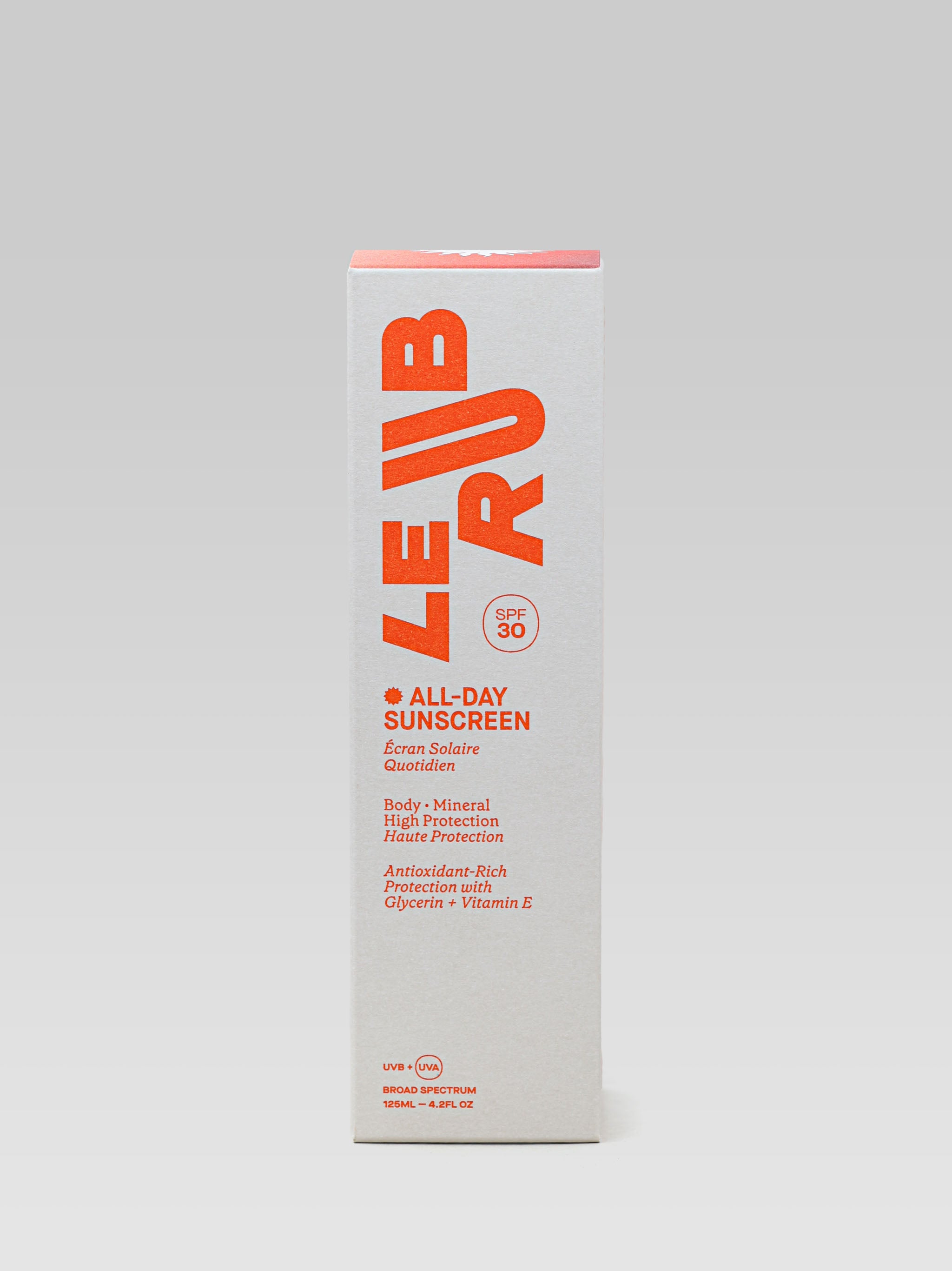 LE RUB All Day Sunscreen Body SPF 30 packaging