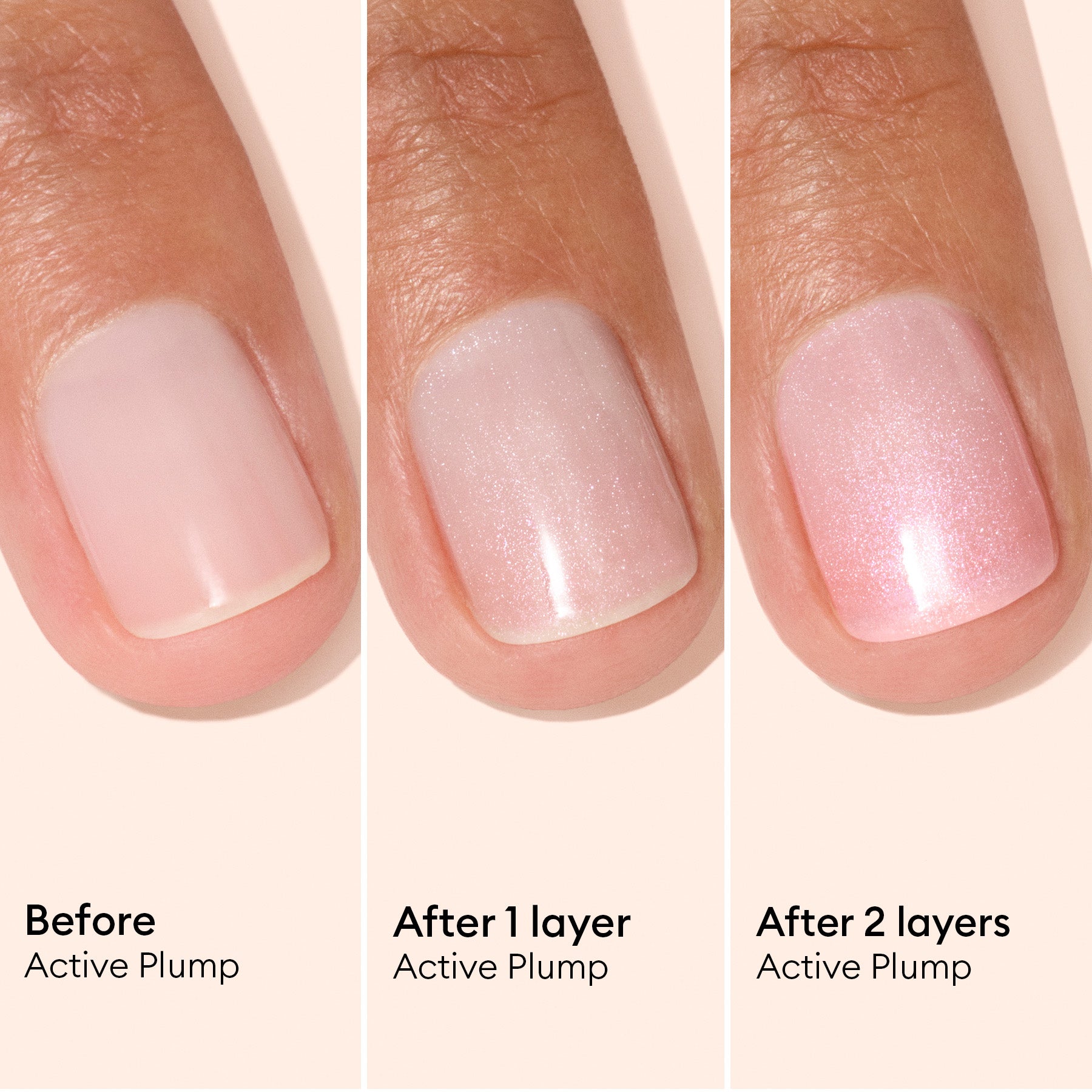 MANUCURIST Active Plump on natural nails before and after two layers