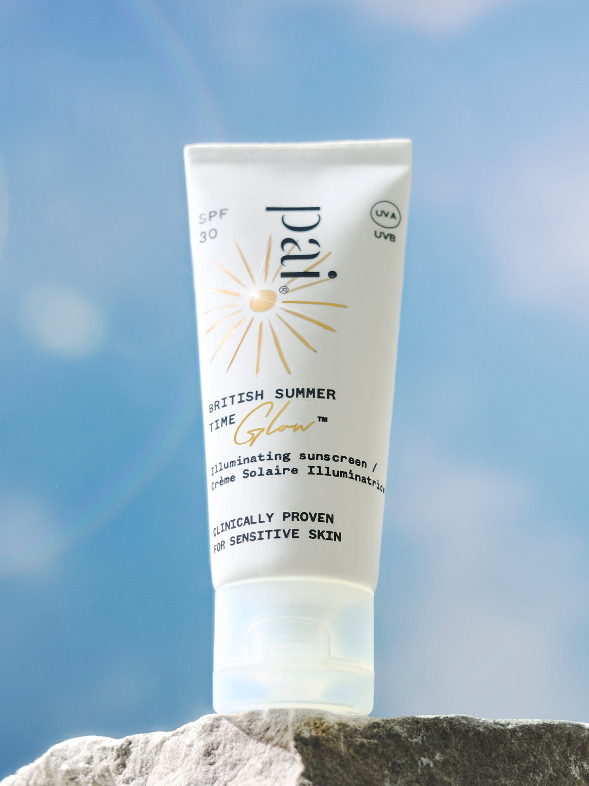Pai British Summer Time Glow SPF 30 illuminating sunscreen in sunlight