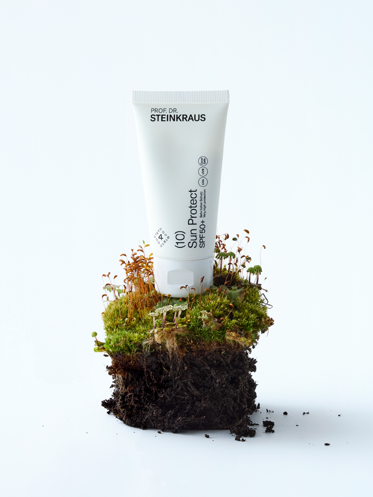 PROF. DR. STEINKRAUS Sun Protect SPF 50 sunscreen on natural moss