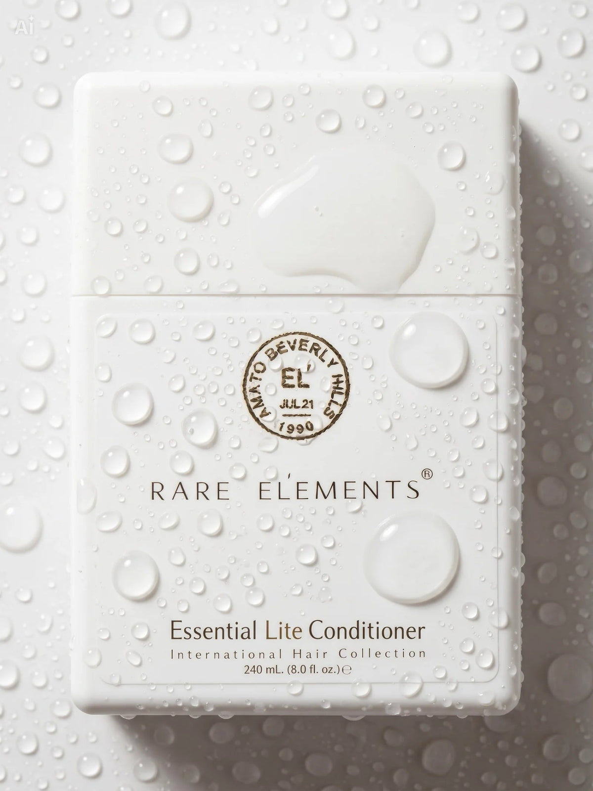 RARE ELEMENTS Essential Lite Conditioner with creamy texture and water droplets