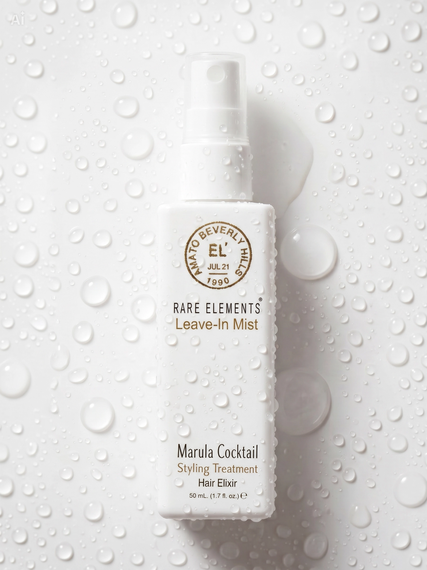 RARE ELEMENTS Marula Cocktail Styling Treatment Hair Elixir 50 ml with water droplets