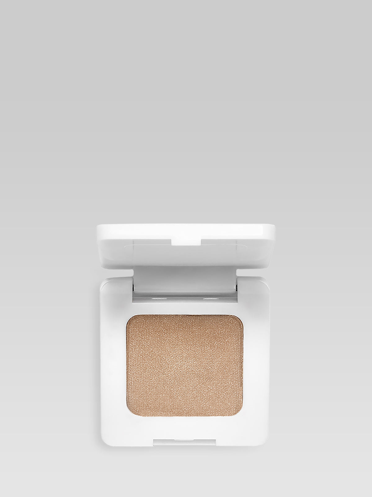 RMS Beauty Back2Brow Powder in Light, an open white compact showing the light brown brow powder
