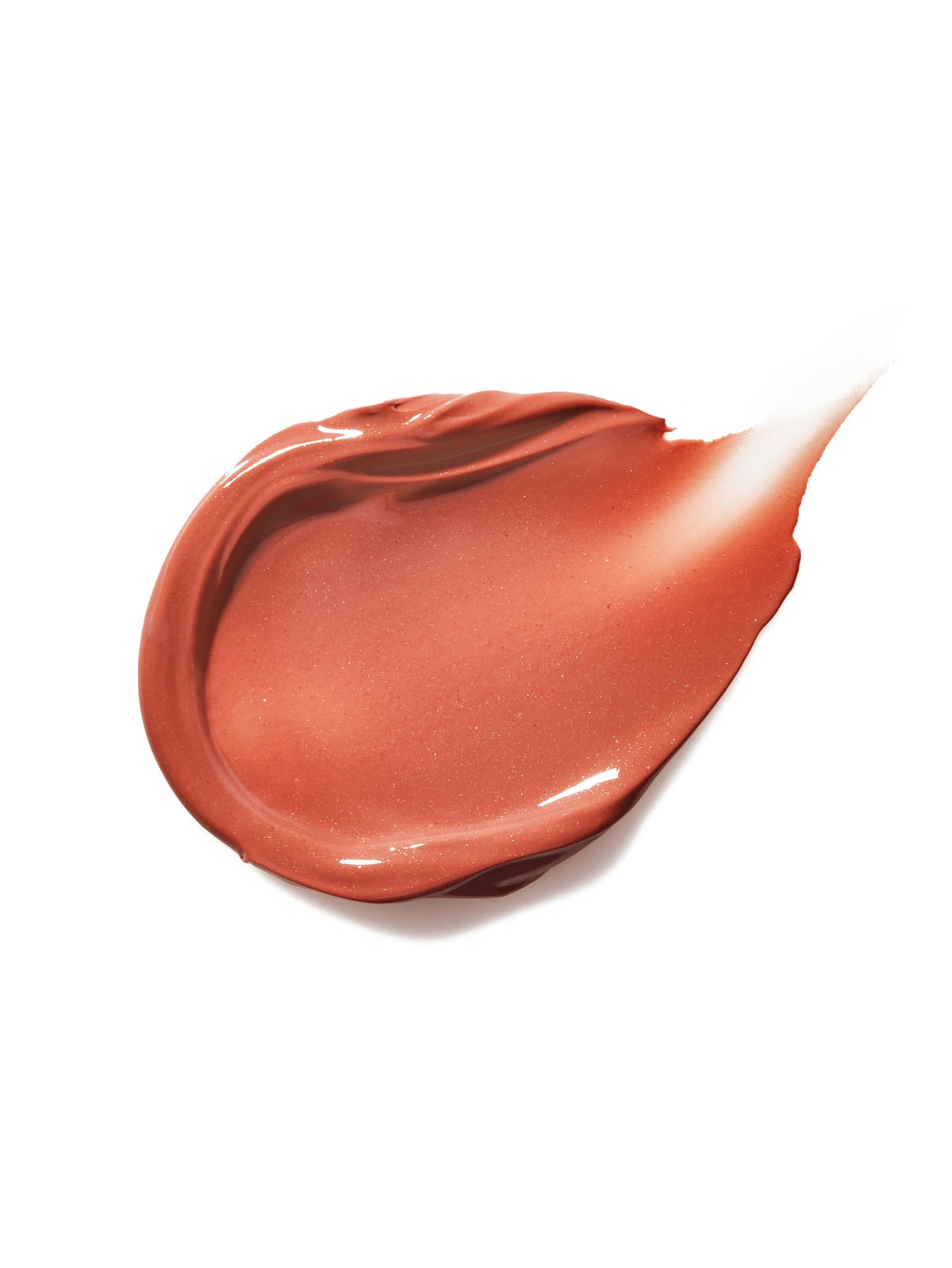 Swatch of RMS Beauty Lip Lights Cream Lip Gloss in Bisou showing its warm terracotta colour and glossy texture