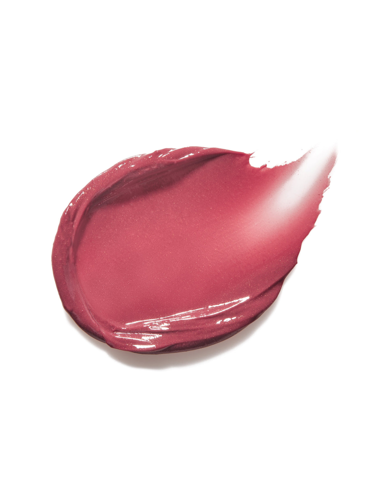Swatch of RMS Beauty LipLights Cream Lip Gloss in Rhythm showing its glossy berry-pink texture