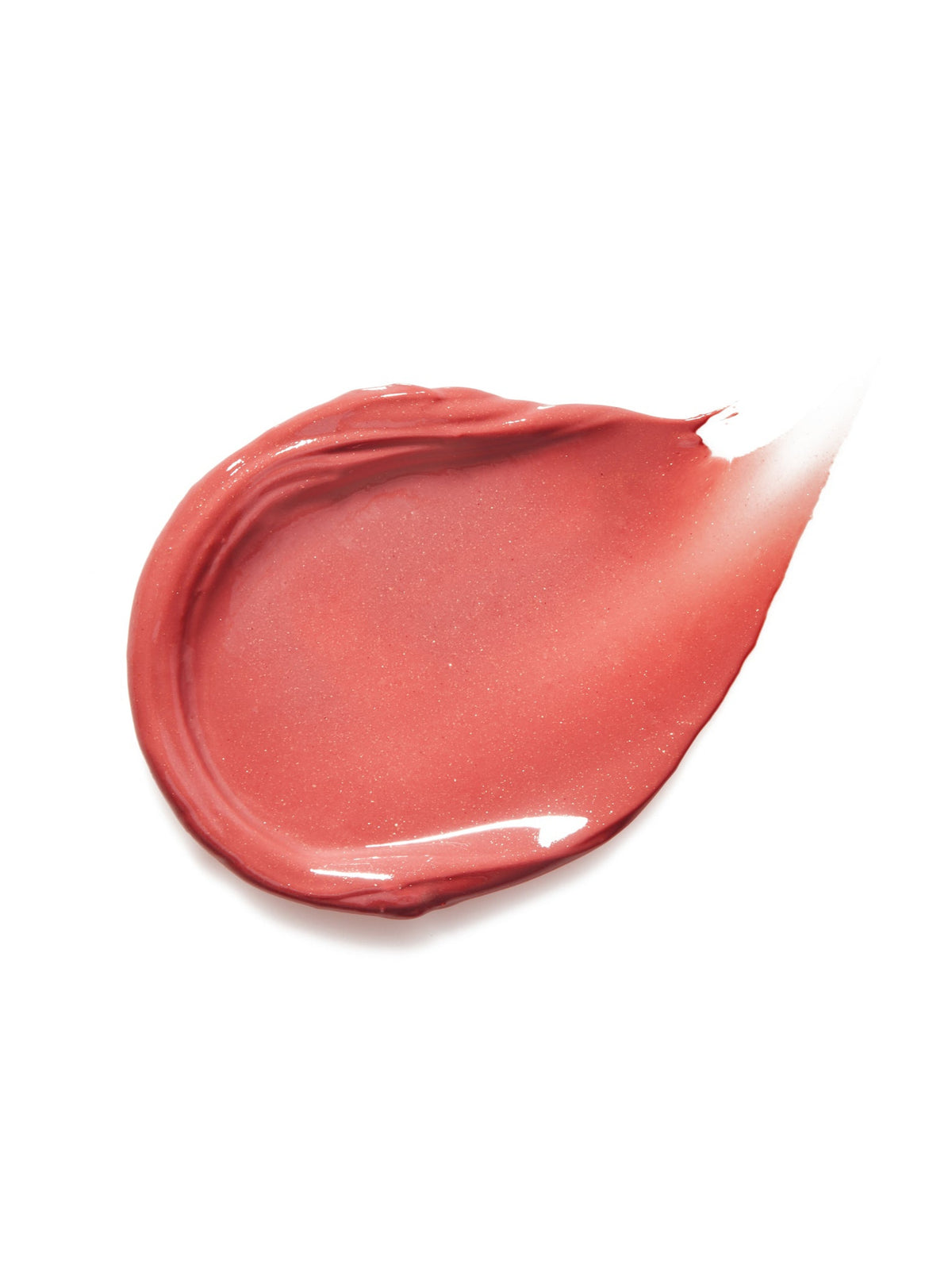 Swatch of RMS Beauty Lip Lights Cream Lip Gloss in Crush showing its warm coral-pink colour and glossy texture