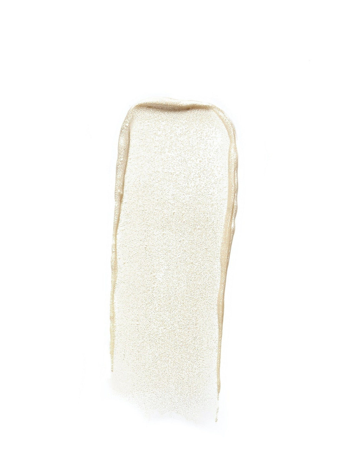 Swatch of RMS Beauty Living Luminizer, showing its sheer champagne-ivory shade with a luminous, pearlescent finish on a white background