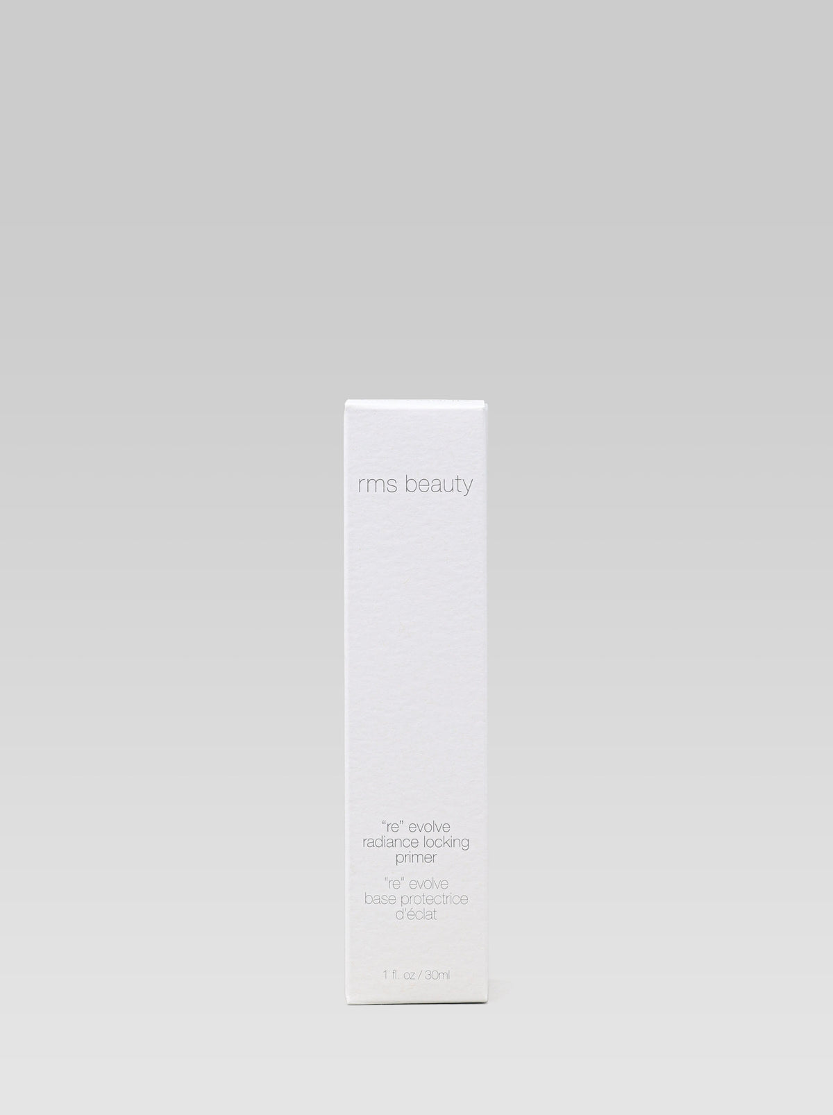 RMS Beauty ReEvolve Radiance Locking Primer in its white outer carton, shown against a light background