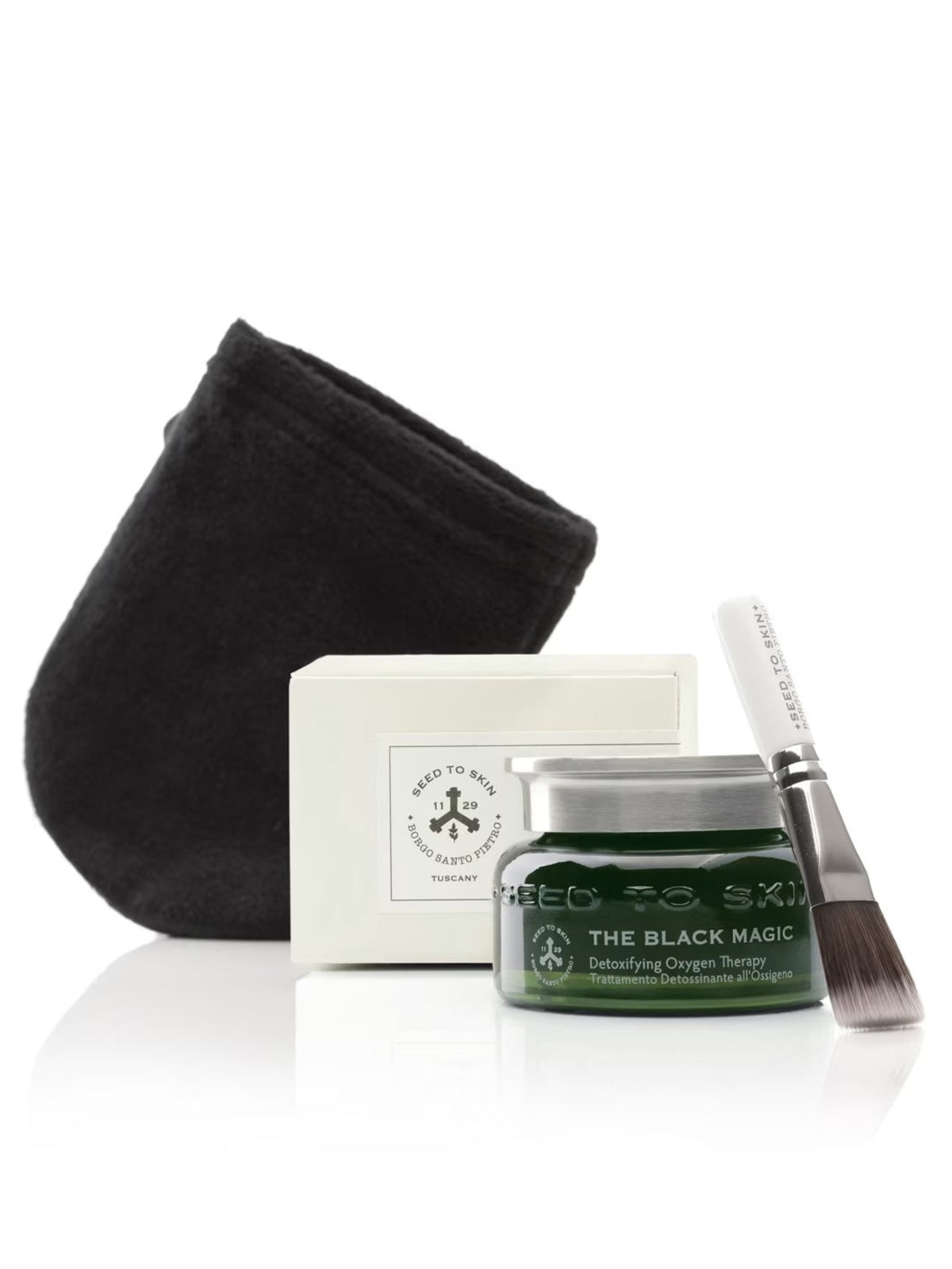 Seed to Skin The Black Magic detoxifying oxygen mask with application brush