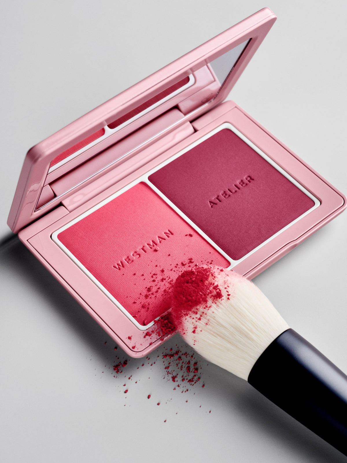 WESTMAN ATELIER Baby Cheeks Powder Blush Duo in Fizz and Jam Powder Brush II