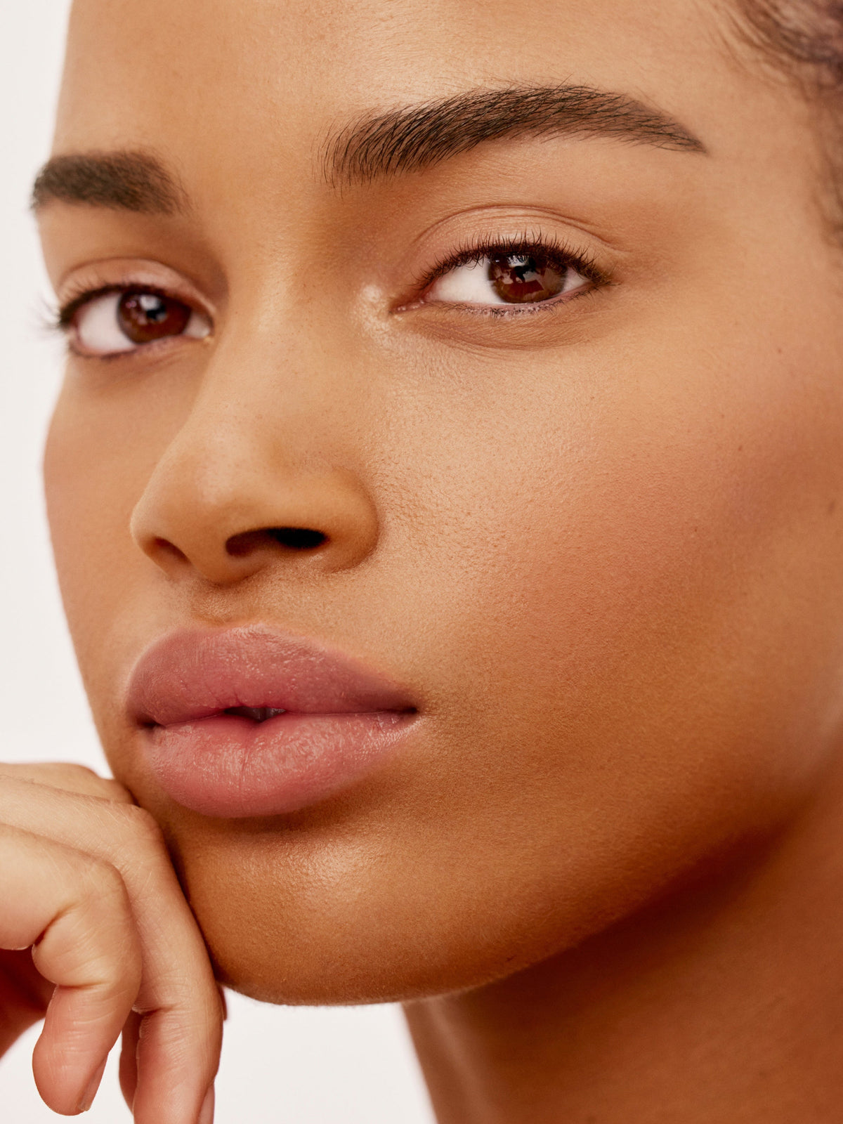 Westman Atelier Vital Pressed Skincare Face Powder in Dune on model