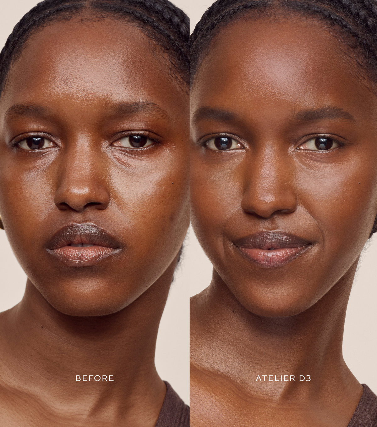 WESTMAN ATELIER Vital Skincare Concealer in Atelier D3 before and after application