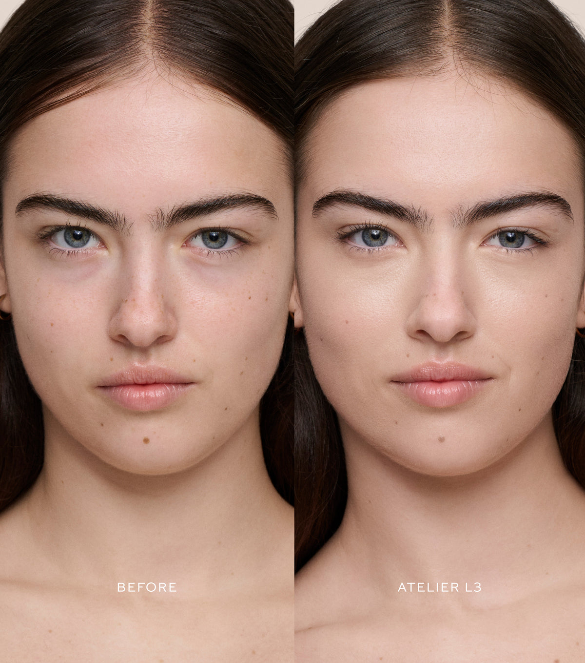 WESTMAN ATELIER Vital Skincare Concealer in Atelier L3 before and after