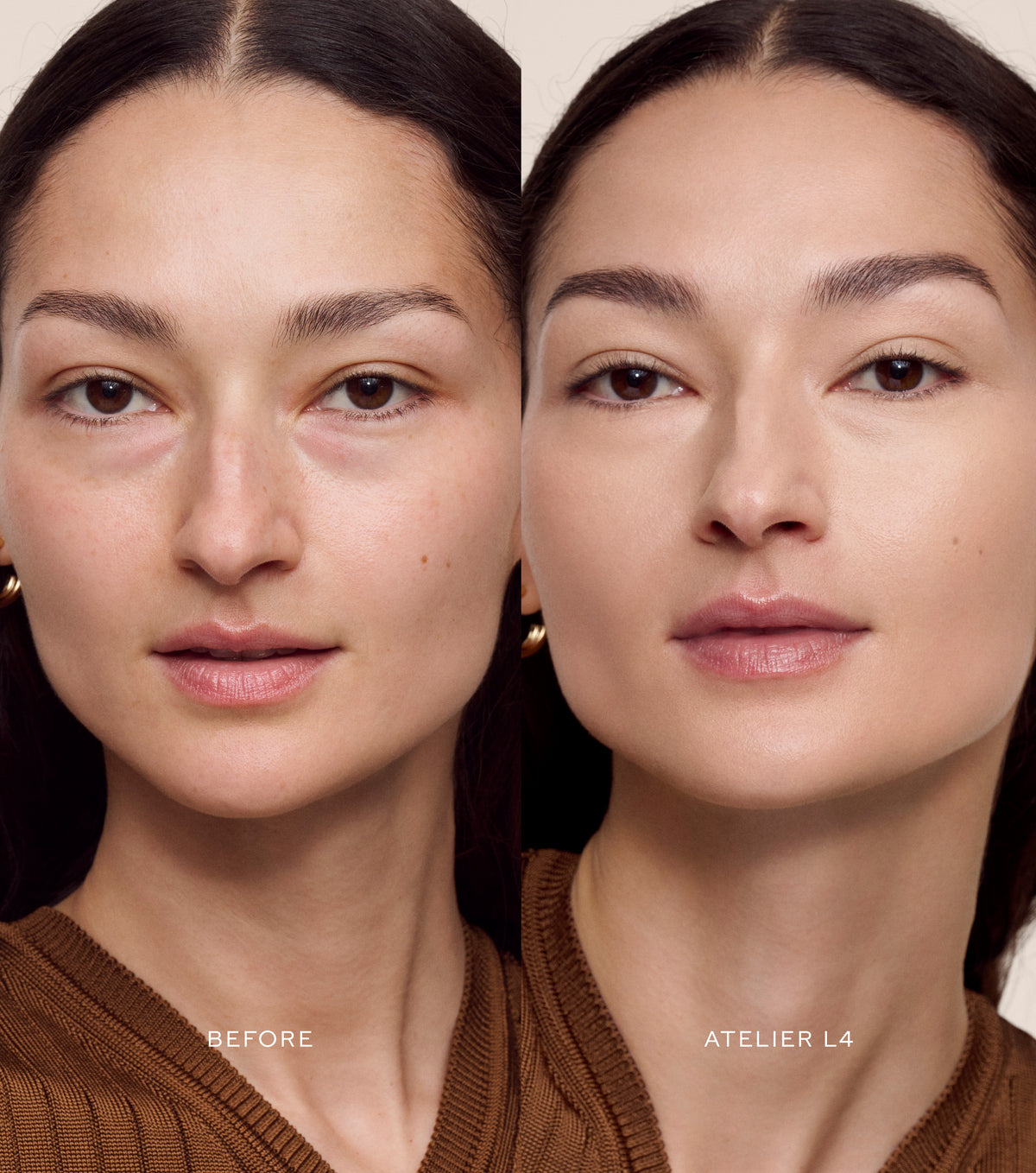 WESTMAN ATELIER Vital Skincare Concealer in Atelier L4 before and after